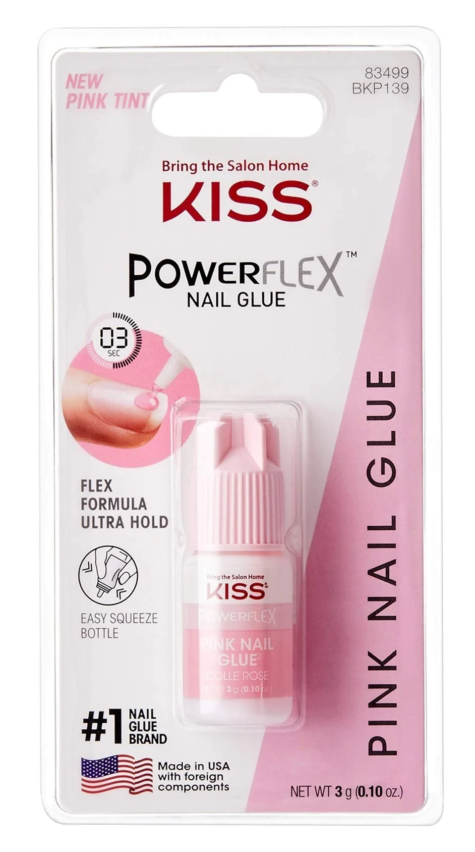 Authentic Kiss Powerflex Nail Glue Pink Tint 0.10 Ounce Pack of 3 Solid