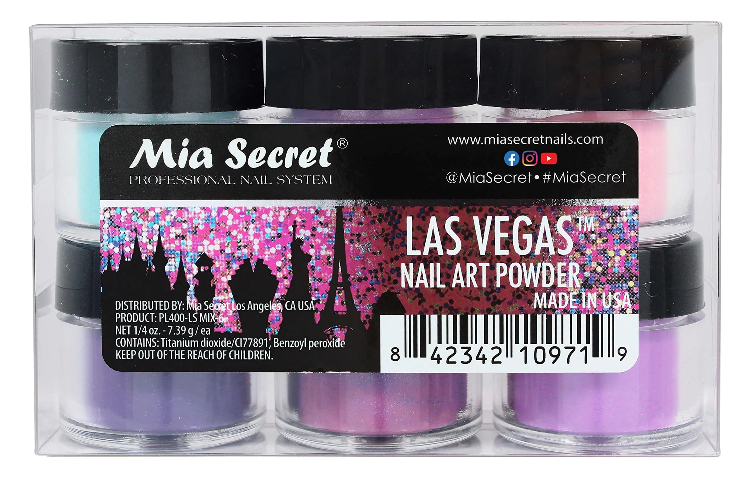 Environmentally Friendly Mia Secret Nail Art LAS Vegas Acrylic Powder 6 Piece High-Grade