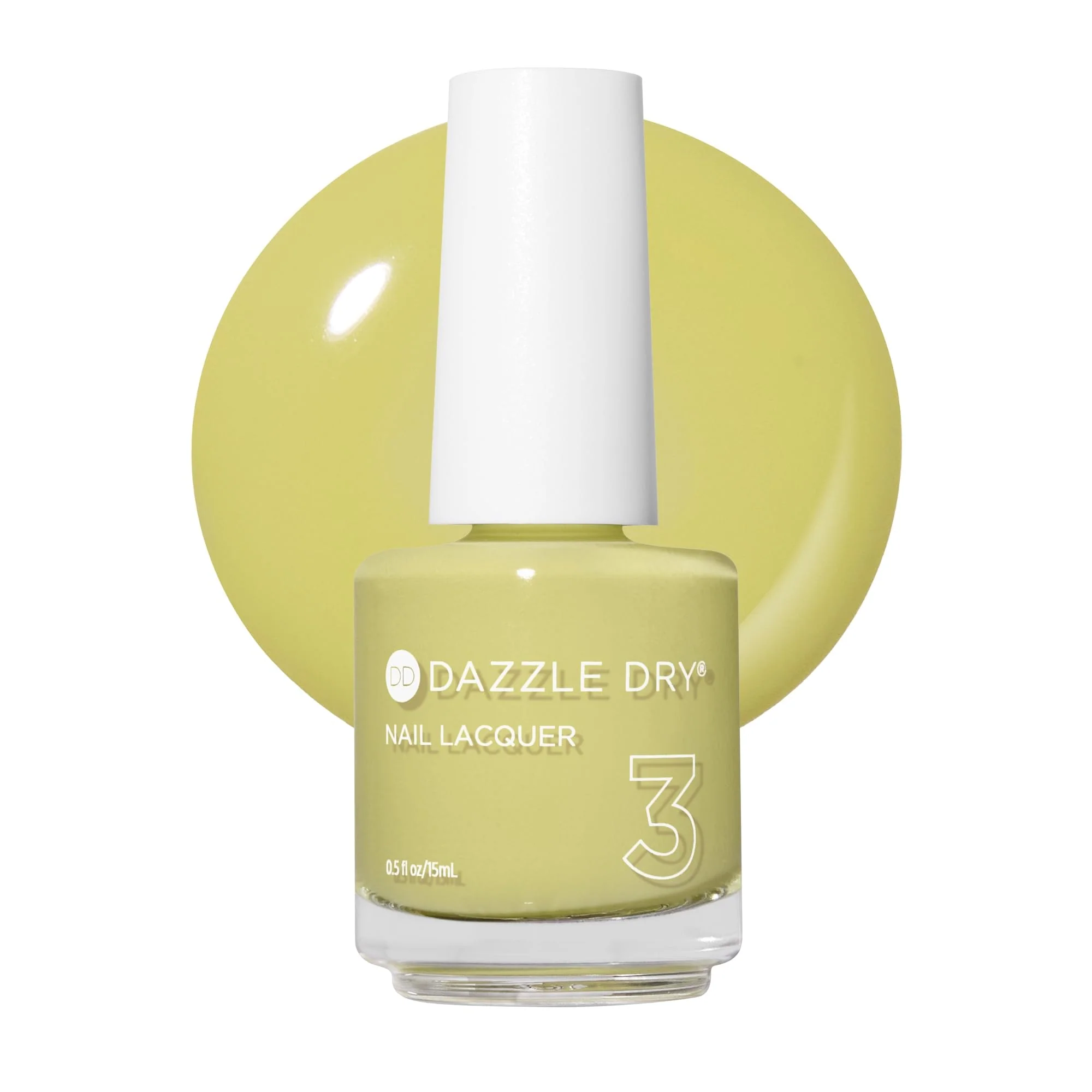 Official Dazzle Dry Nail Lacquer Step 3 - Fresh Squeezed - A vibrant greenish chartreuse yellow. Full-coverage cream. 0.5 fl oz Selected