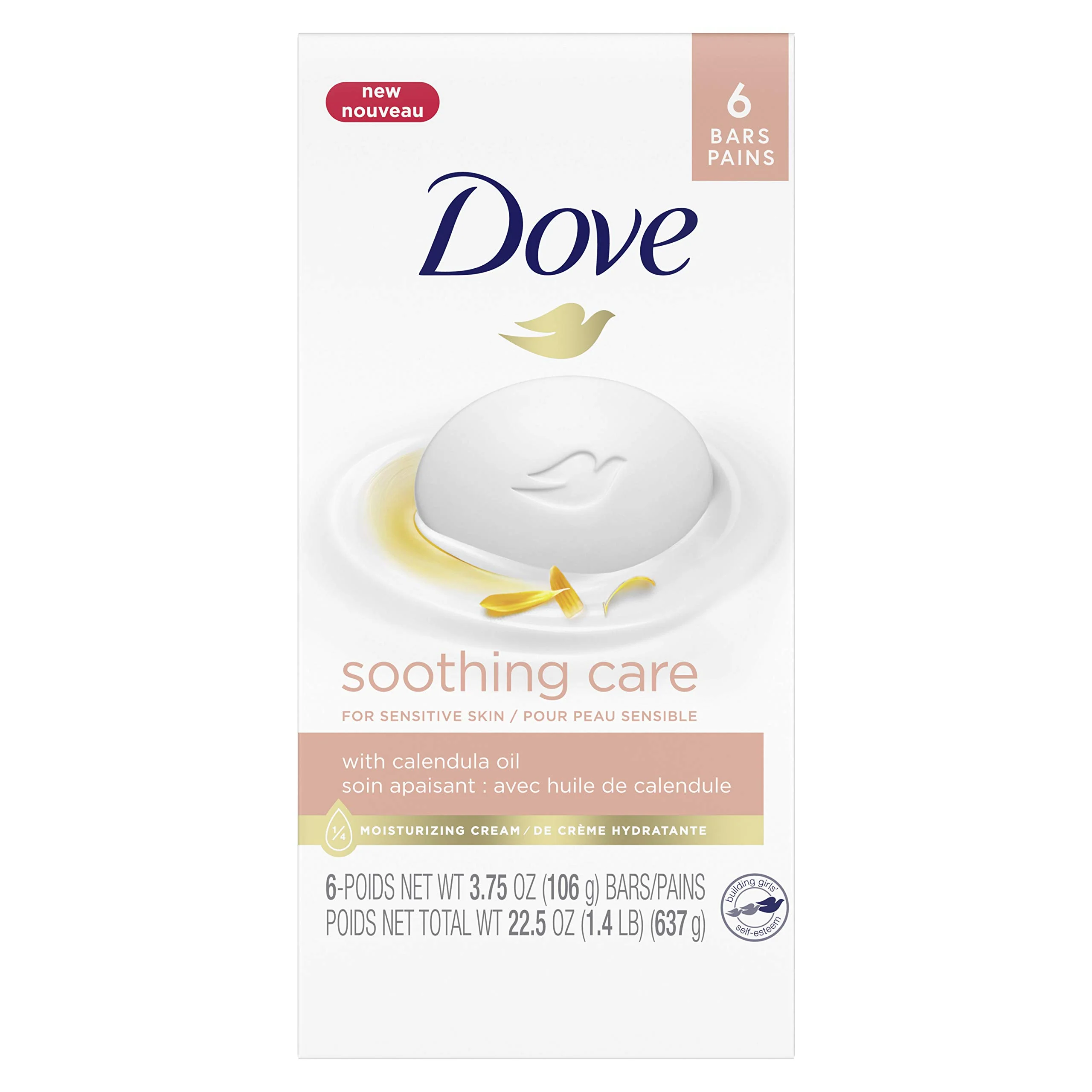 Quality Dove Soothing Care Moisturizing Beauty Bar For Sensitive Skin with Calendula Oil Effectively Washes Away Bacteria Hydrating and Replenishing Skin High-End