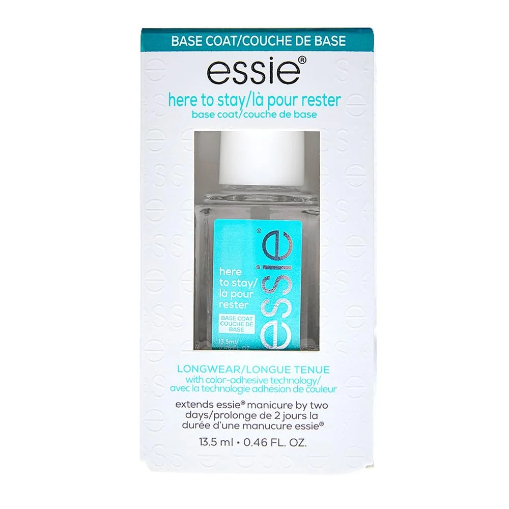 Premium essie salon quality nail care vegan formula clear base coat Here To Stay 0.46 fl oz Luxury