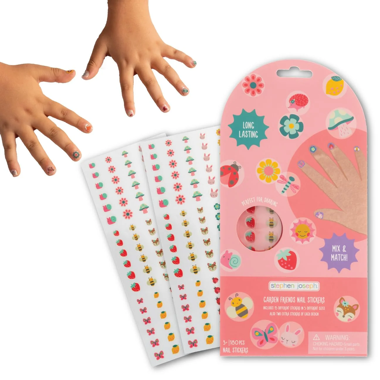 High-Performance Stephen Joseph Clear Nail Stickers for Kids 180 Pieces Ages 3 Optimized