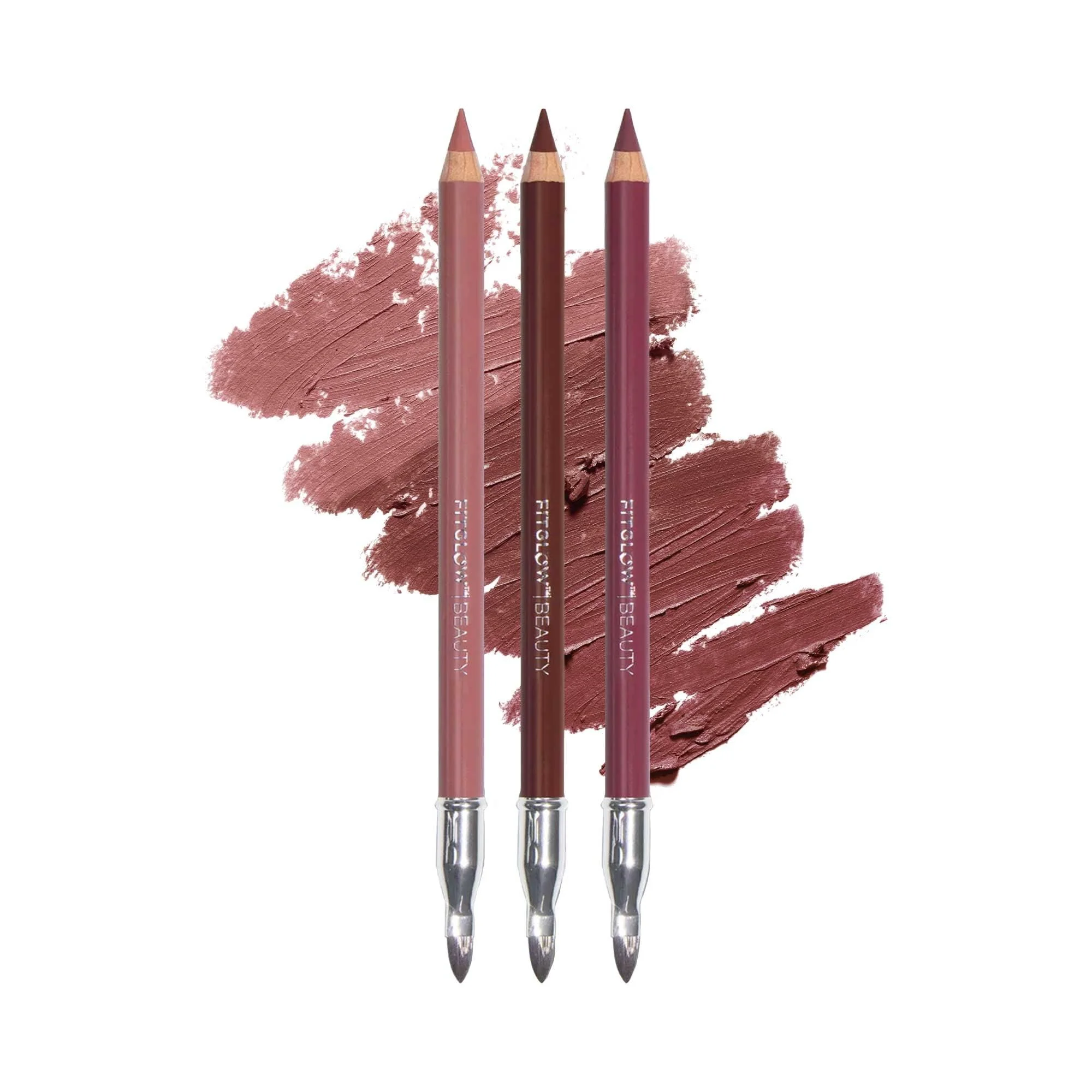 Luxury FITGLOW Beauty Vegan Lip Liner Pencil Trio Hydrating Plumping Lip Liner Kit with Blending Brush Smudge-Proof Lip or Define Sculpt Top-Quality