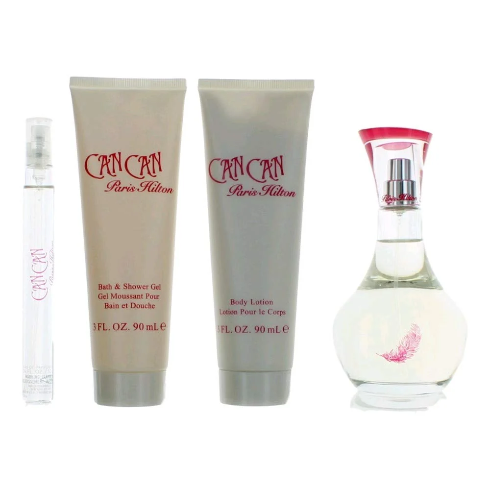 Detailed Paris Hilton Fragrance Set 3.4 Fl Oz - Can 4 Pc. Gift Set Edp Spray Body Lotion Bath Shower Gel Cruelty Convenient