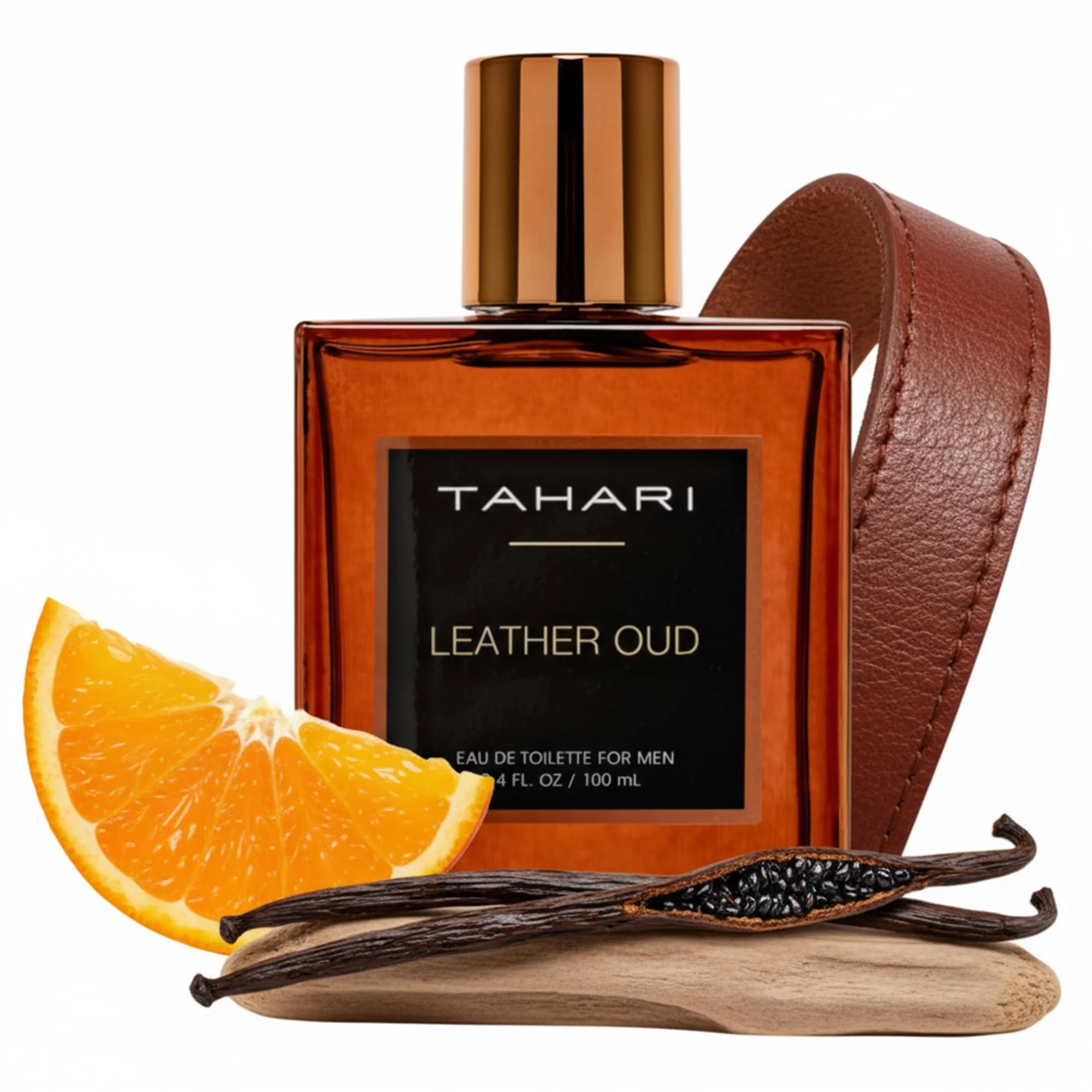 Effective TAHARI Leather Oud Eau de Toilette for Men - Long-Lasting Luxury Cologne Spray with Bergamot Leather Amber Scent - Bold Masculine Sophisticated High-Grade