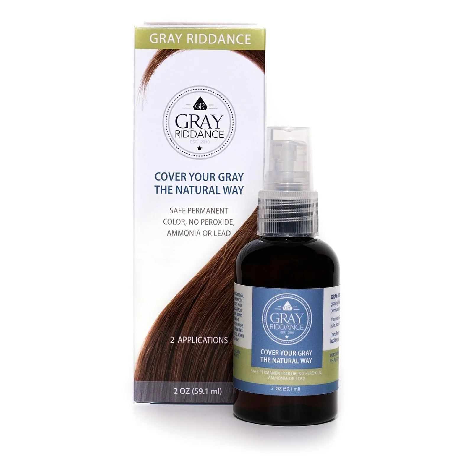 Lightweight Gray Riddance Natural Hair Dye Color Spray - Vegan Cruelty- Innovative