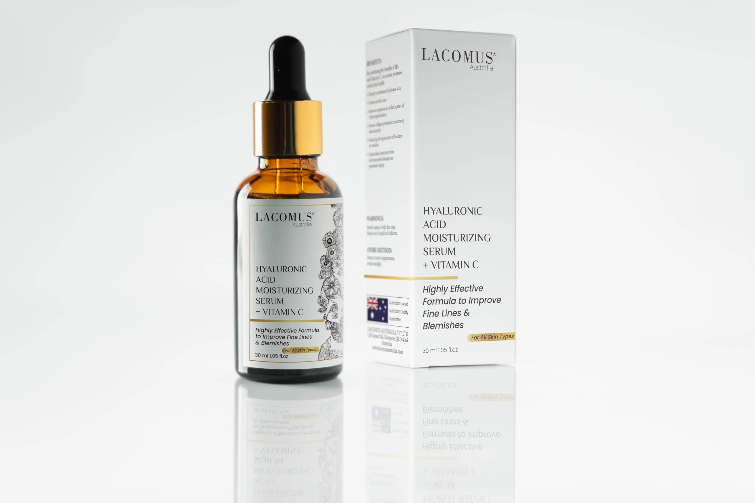 Healthy Hyaluronic Acid Vitamin C Moisturizing Serum for Fine Lines and Blemishes - Organic and Cruelty- Skin Health Booster - Moisturizing Formula Durable