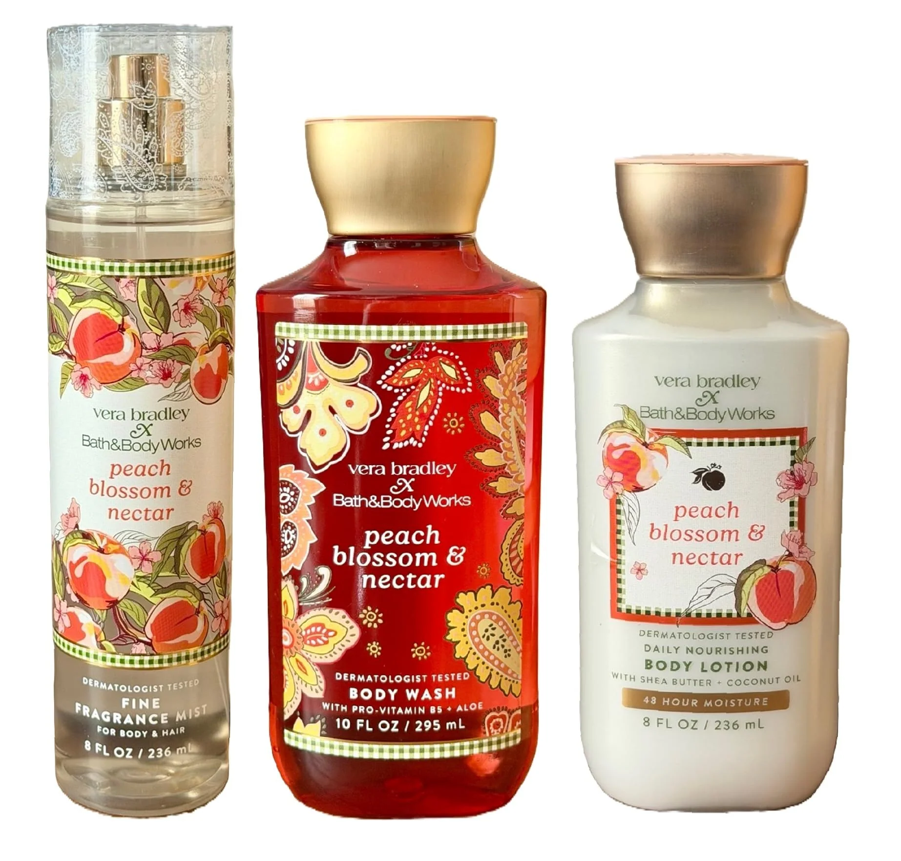 Classic Bath and Body Works Peach Blossom and Nectar 3 Piece Body Care Set - Mist Shower Gel and Body Lotion - Full Size Reliable