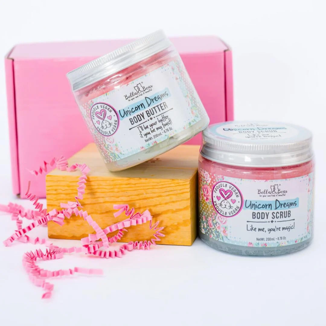 Convenient Bella Bear Unicorn Dreams Spa Gift Set - Body Scrub Body Butter Bath Gift Set for Women Teens Girls - Vegan Self Care Set Enhanced