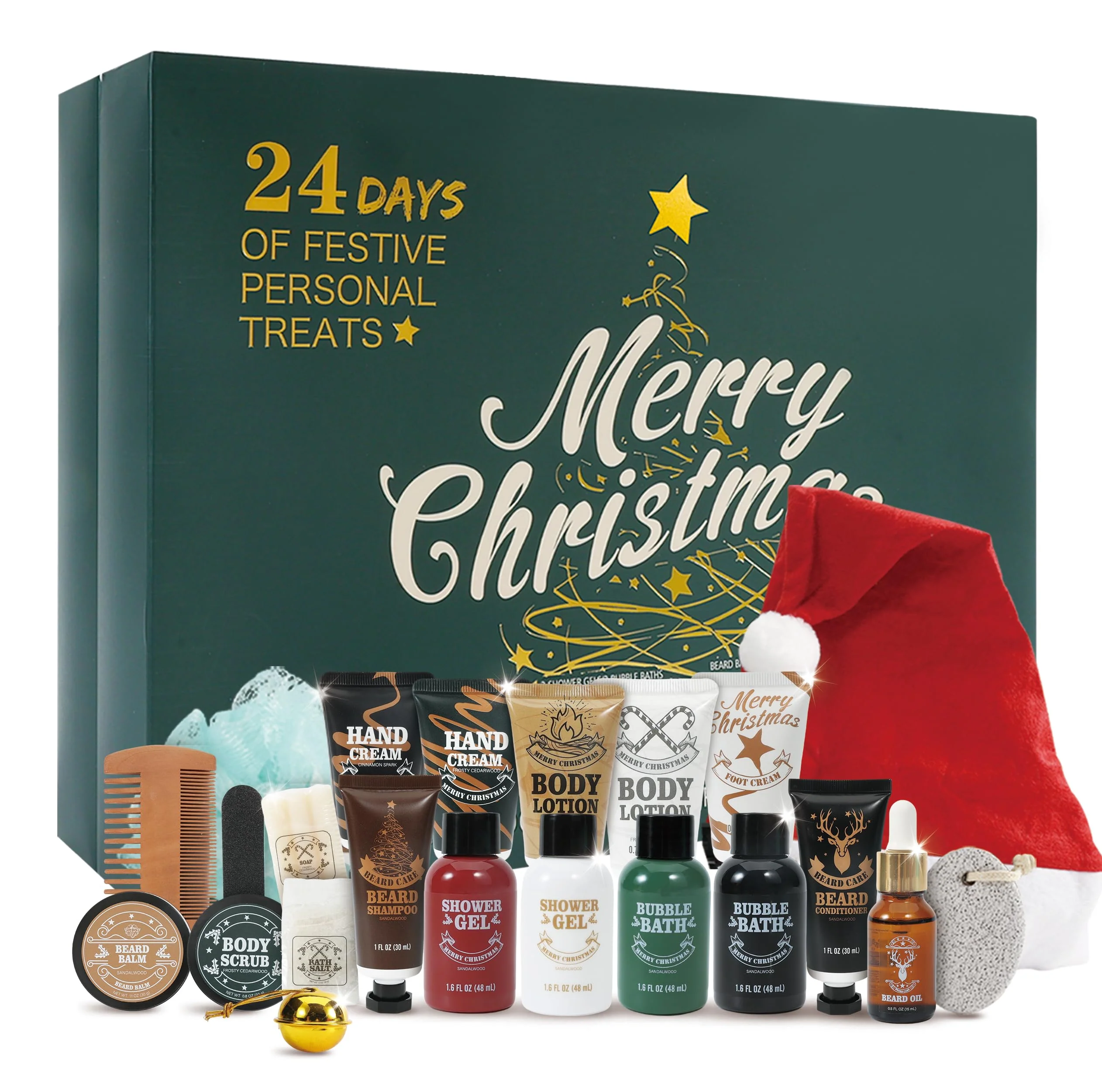 Specialty BODY EARTH 2025 Advent Calendar for Men Christmas Holiday Gifts 24 Days of Countdown Calendar Advent Beauty Calendar 2025 Adult 24PCS Beard Care Fashionable