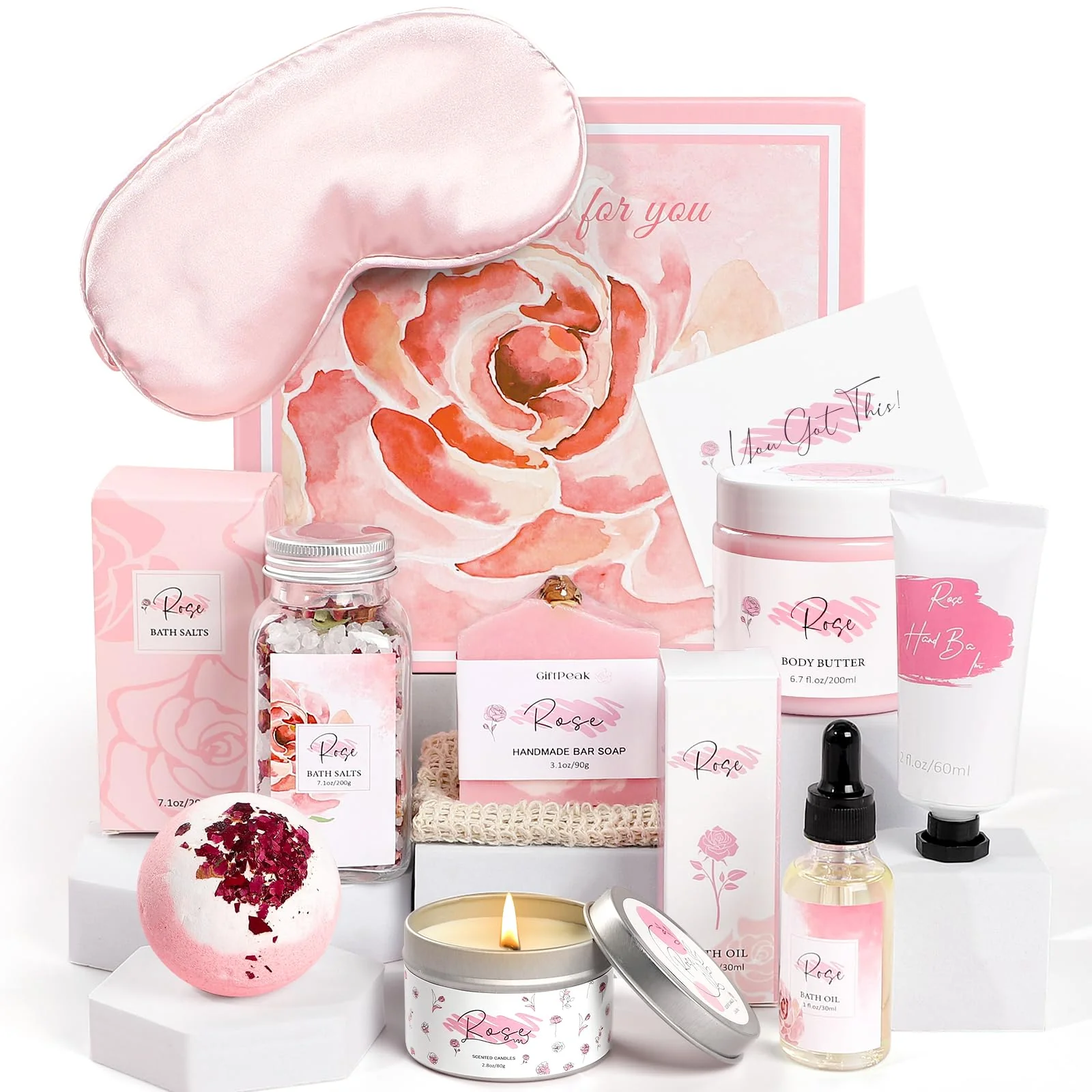 Excellent Mother's Day Gifts Rose Spa Gifts Set Bath Gifts Set for Women Relaxing Spa Gift Basket for Women Self Care Package Home Spa Products Birthday Flexible