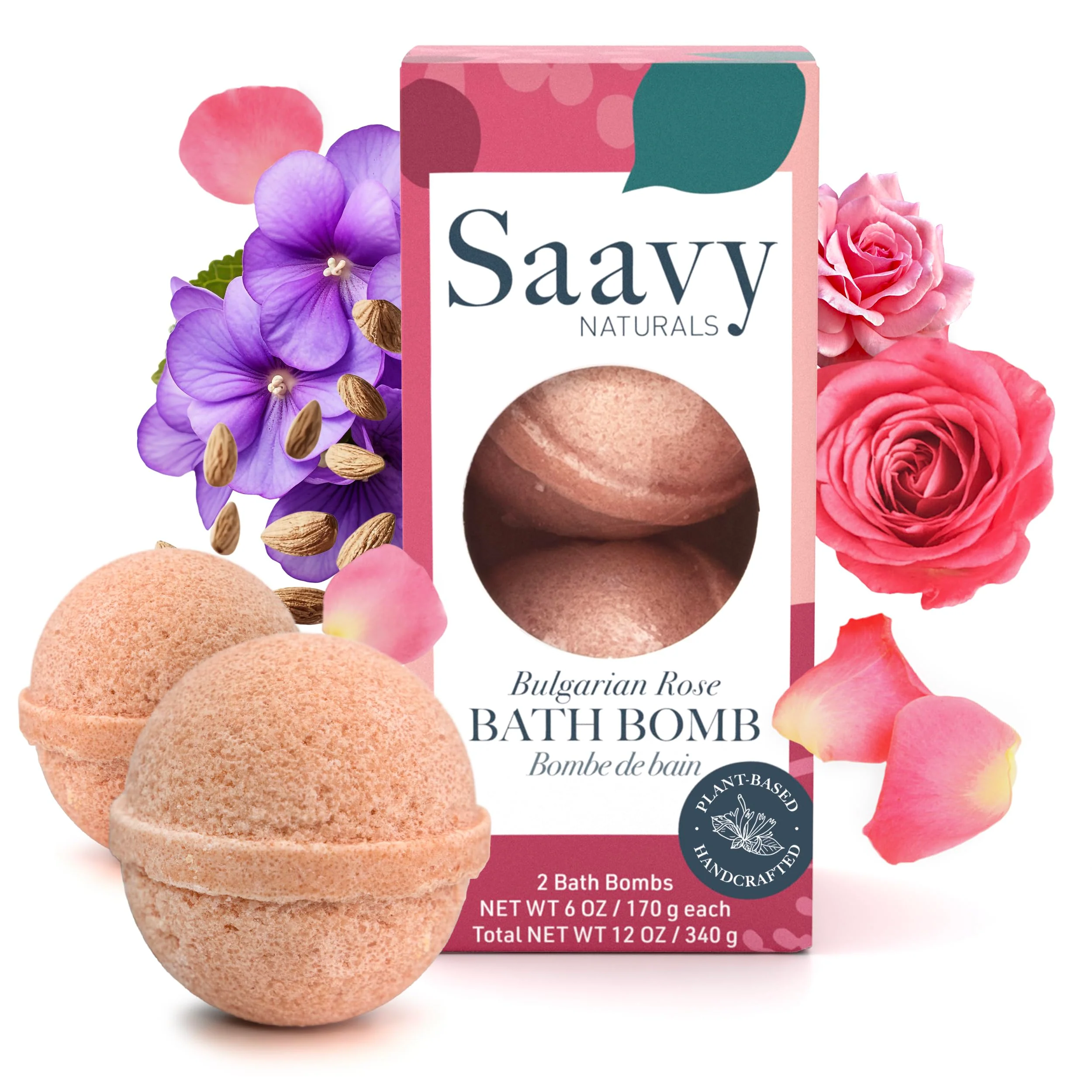 World-Class Saavy Naturals Bath Bombs - Relaxing Foaming Fizz Bubbles Organic Bath Bombs for Women and Kids with Jojoba Oil - Gentle for Sensitive Skin - Made in Solid