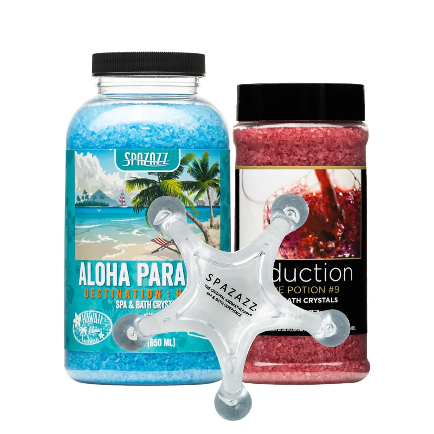 Secure Spazazz Spa Aromatherapy Crystals for Hot Tub -Couples Gift for Love Romance Anniversaries -Love Potion 9 Seduction 17oz -Destinations Hawaii Aloha Clean
