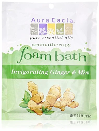 Practical Aura Cacia Aromatherapy Foam Bath Invigorating Ginger and Mint 2.5 ounce packet Pack of 3 Secure