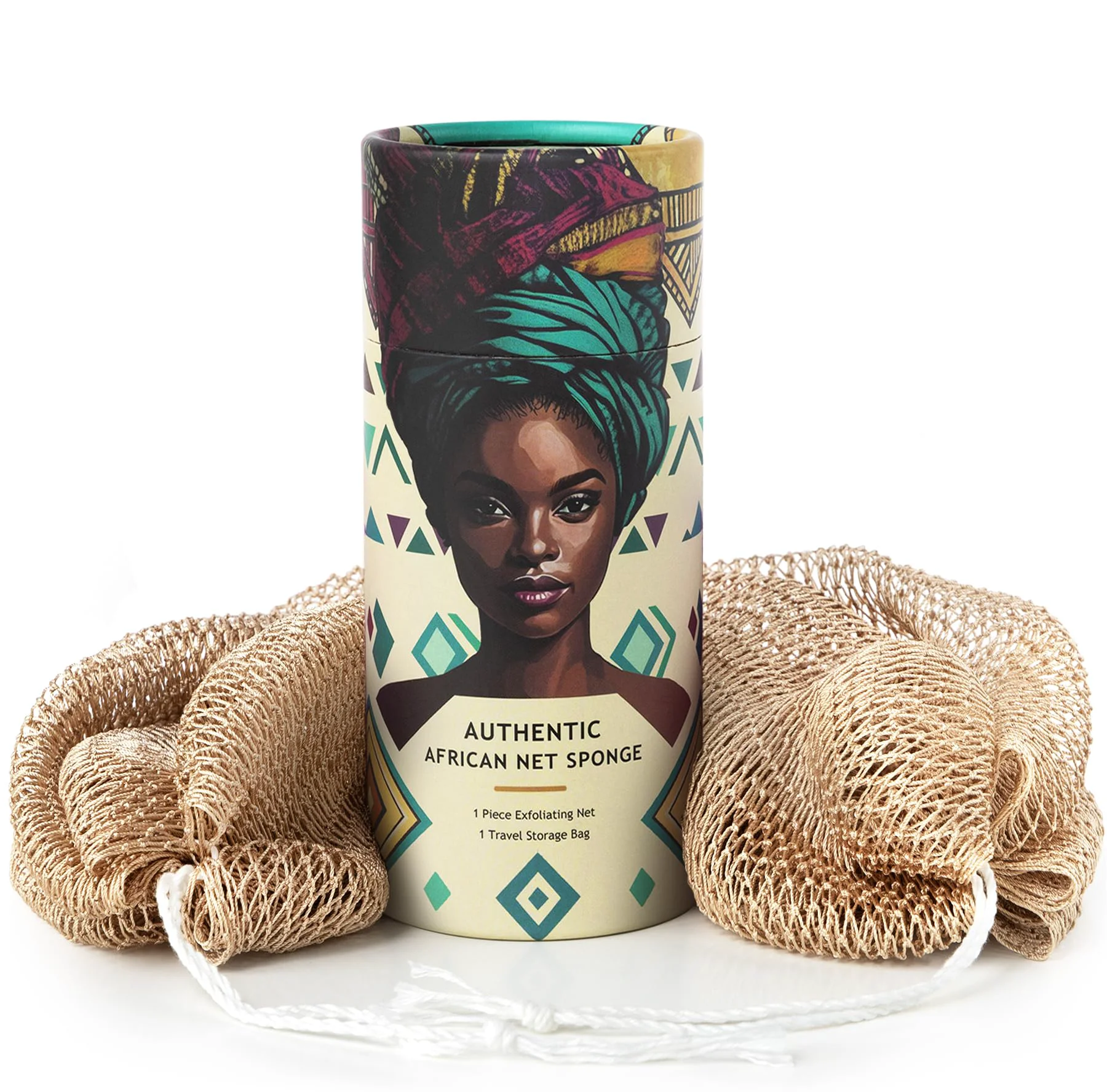 High-Grade African Net Sponge with Knots - Afroscrub Exfoliating Net Sponge for Body Scrubber Exfoliator - African Bath Back Scrubber Washcloth Lightweight