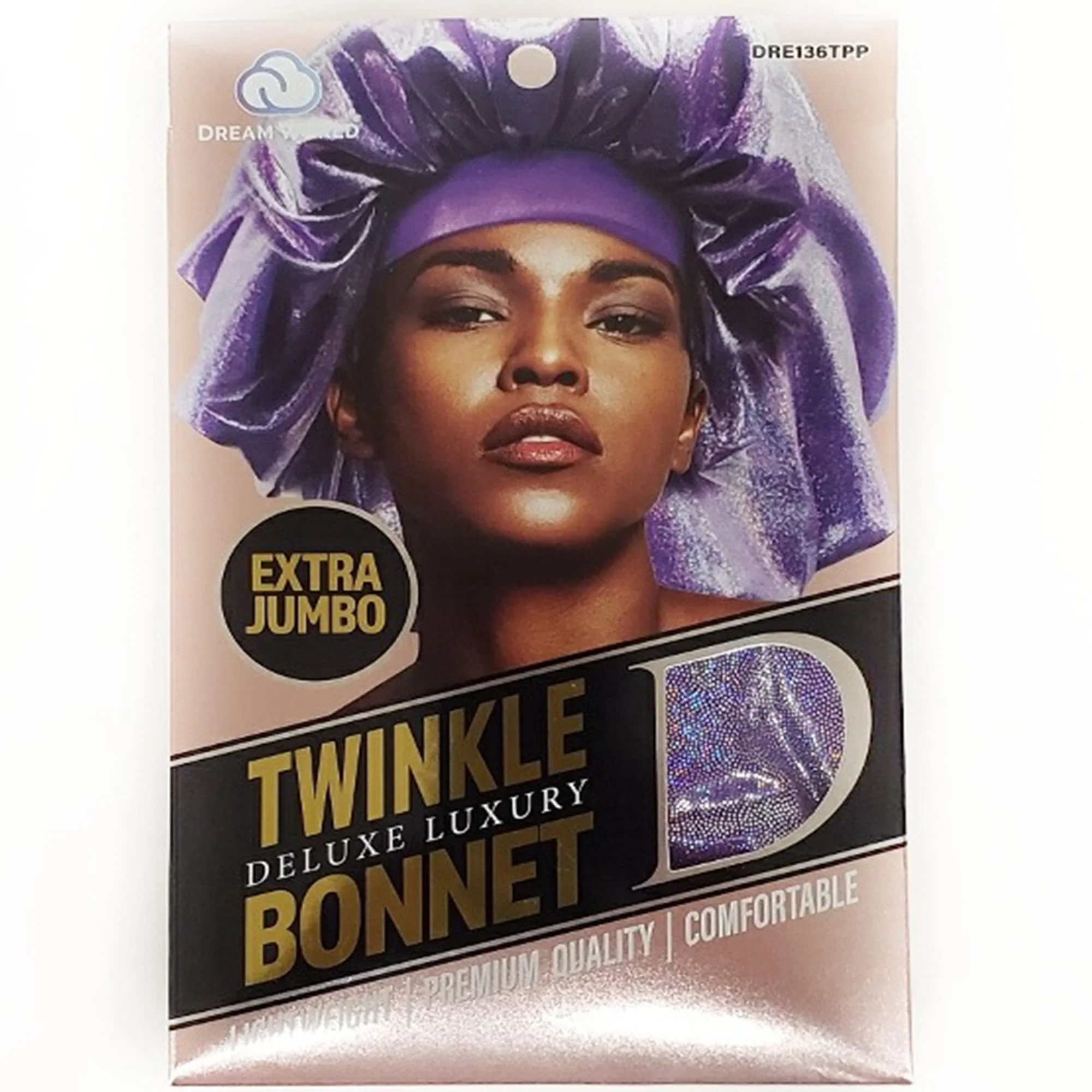 Contemporary Holographic Extra Jumbo Nightcap Twinkle Deluxe Luxury Wide Band Sleep Cap Bonnet Hat for Hair Purple Top-Quality