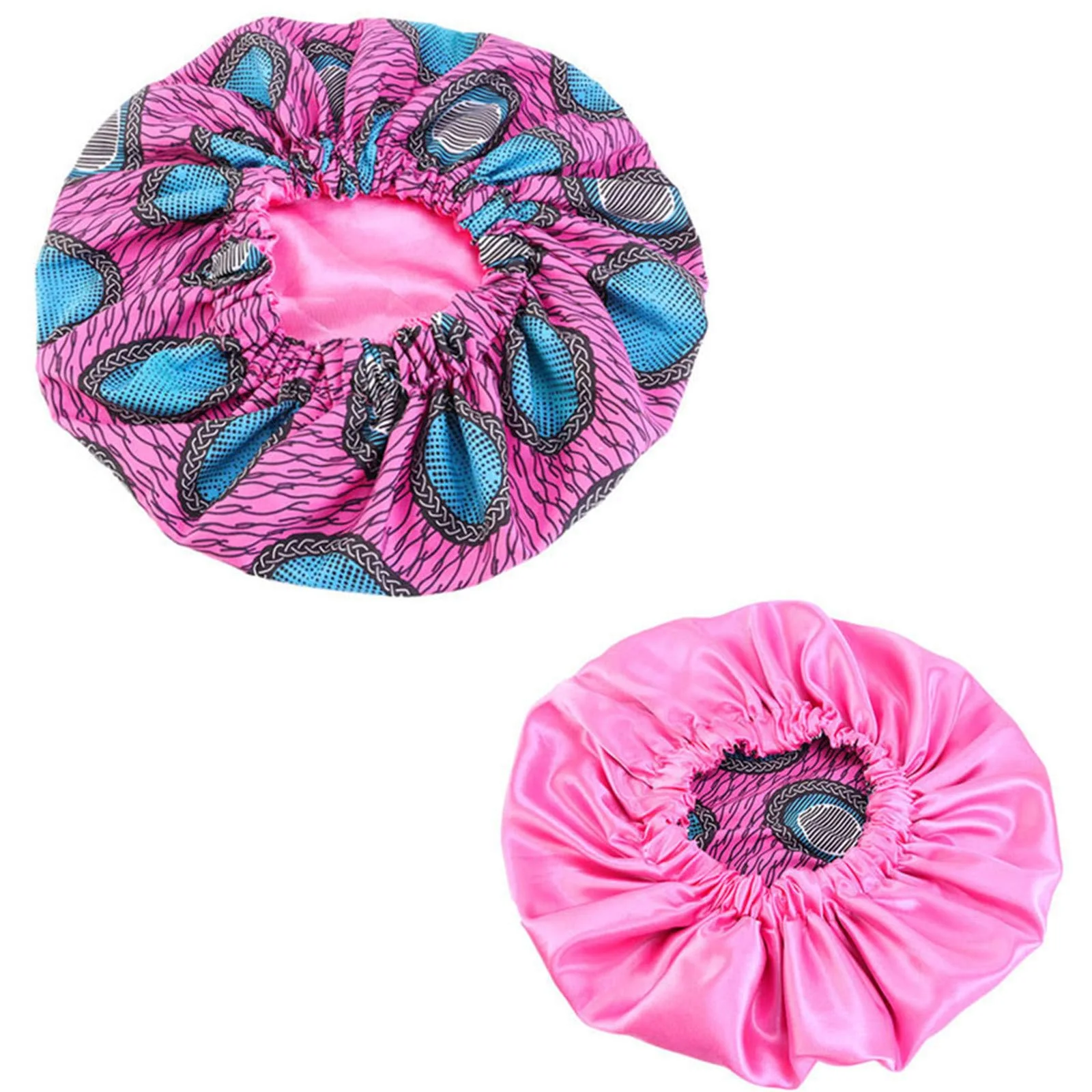 Excellent Qianmome Women Double-Layer Extra Large Print Satin Bonnet Sleep Cap African Pattern Fabric Ankara Bonnets Rose Artisan