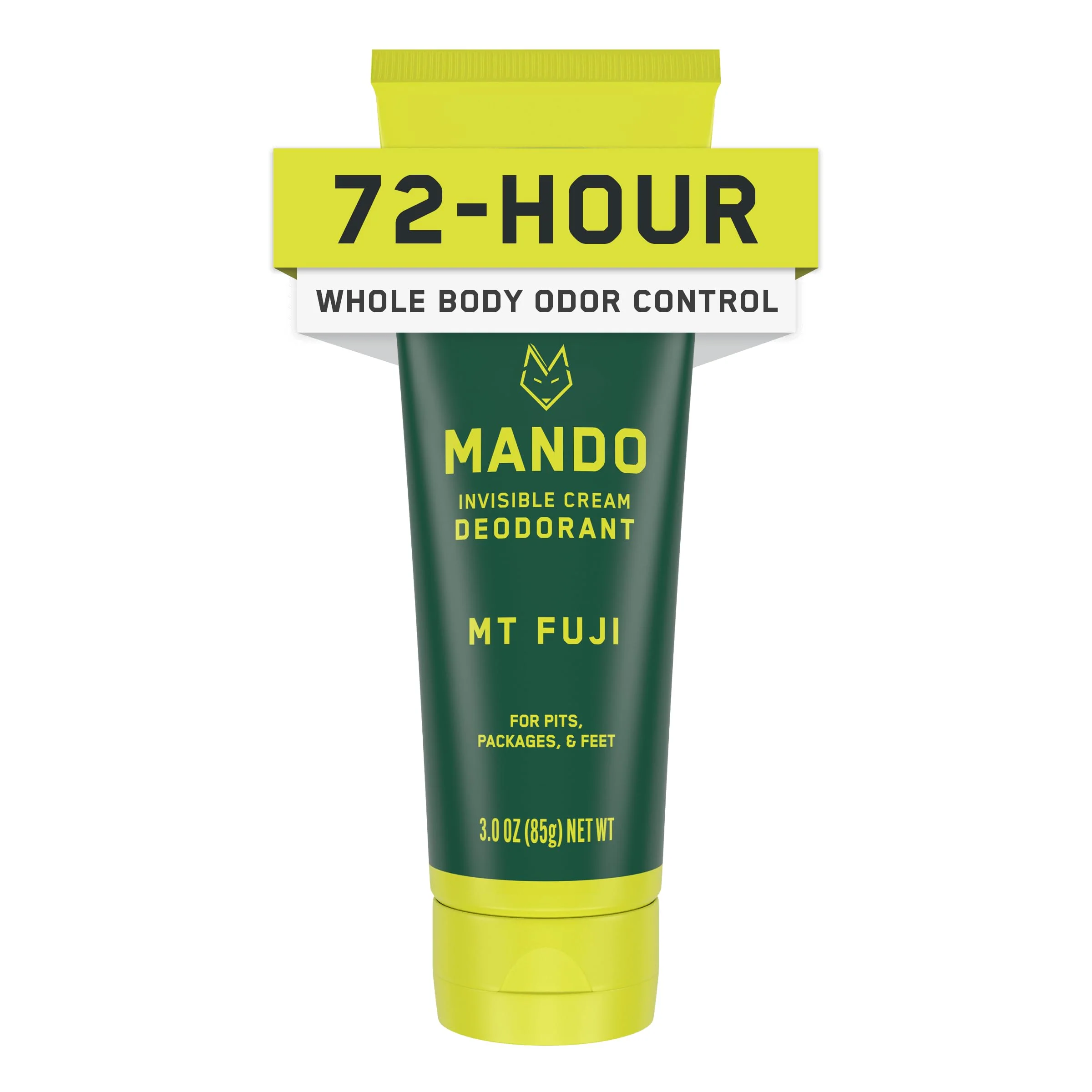 Enhanced Mando Whole Body Deodorant For Men - Invisible Cream - 72 Hour Odor Control - Aluminum Baking Soda Skin Safe - 3 Ounce Tube Mt Fuji Responsible