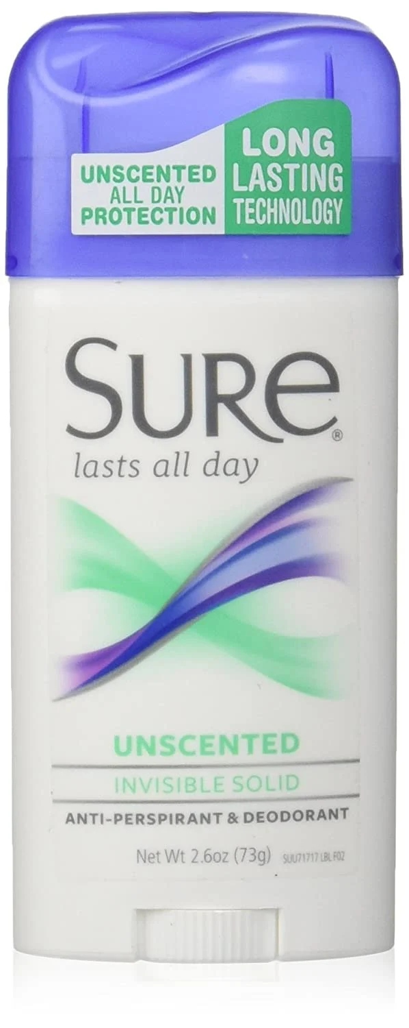 Original Sure Invisible Solid Deodorant 2 Count Reduces Underarm Wetness Unscented Green