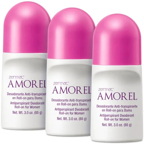Smooth Zermat Deodorant Amorel KIT 3 - Antiperspirant Roll On for Women - Long-Lasting 24hr Protection - Sweet Floral-Gourmand Fragrance with Vanilla Notes Exclusive