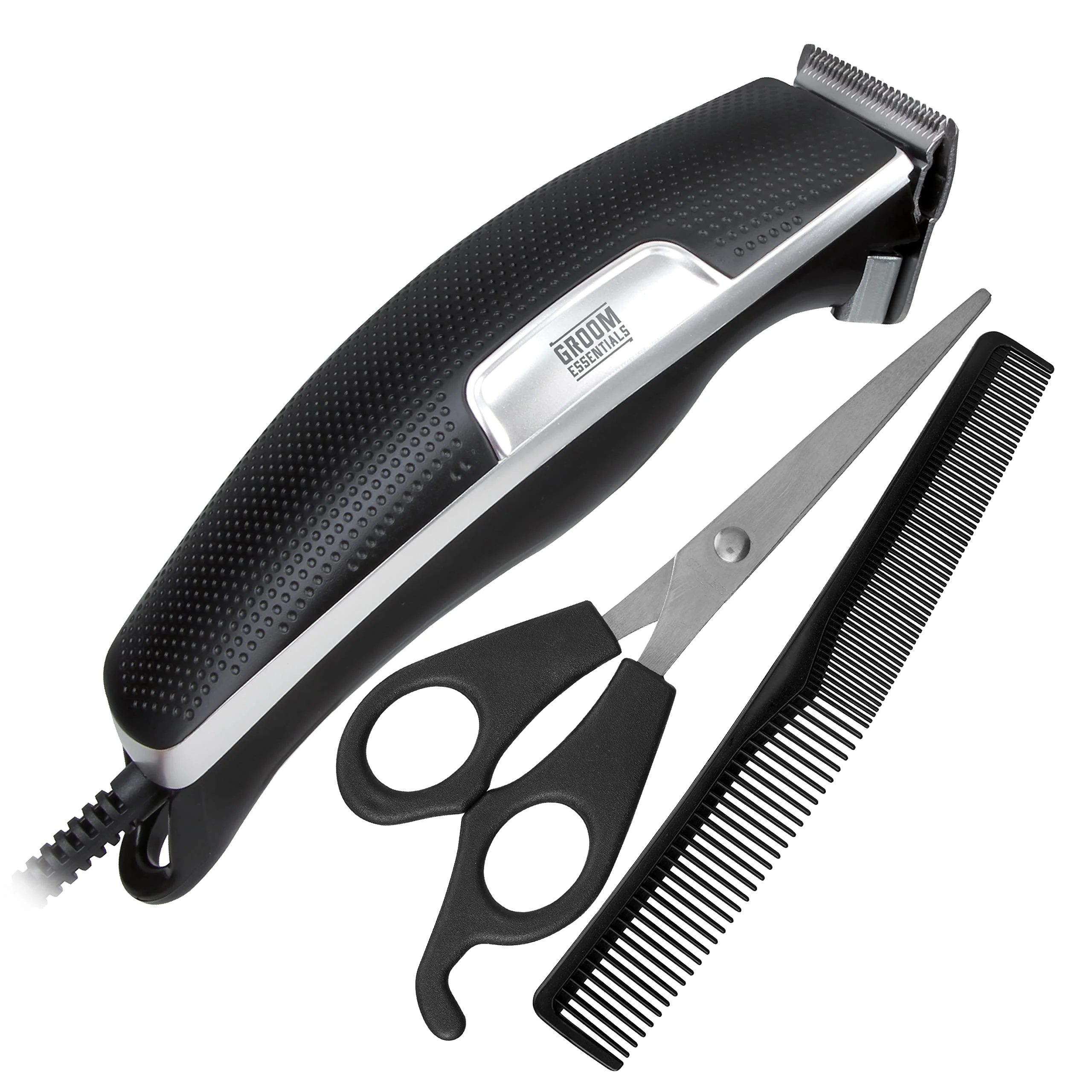 Practical Hair Clippers for Men Professional Corded Clipper Kit - Beard Mustache Trimmer Barber Hair Cutting Machine with 4 Guide Combs Scissors Comb Trendy