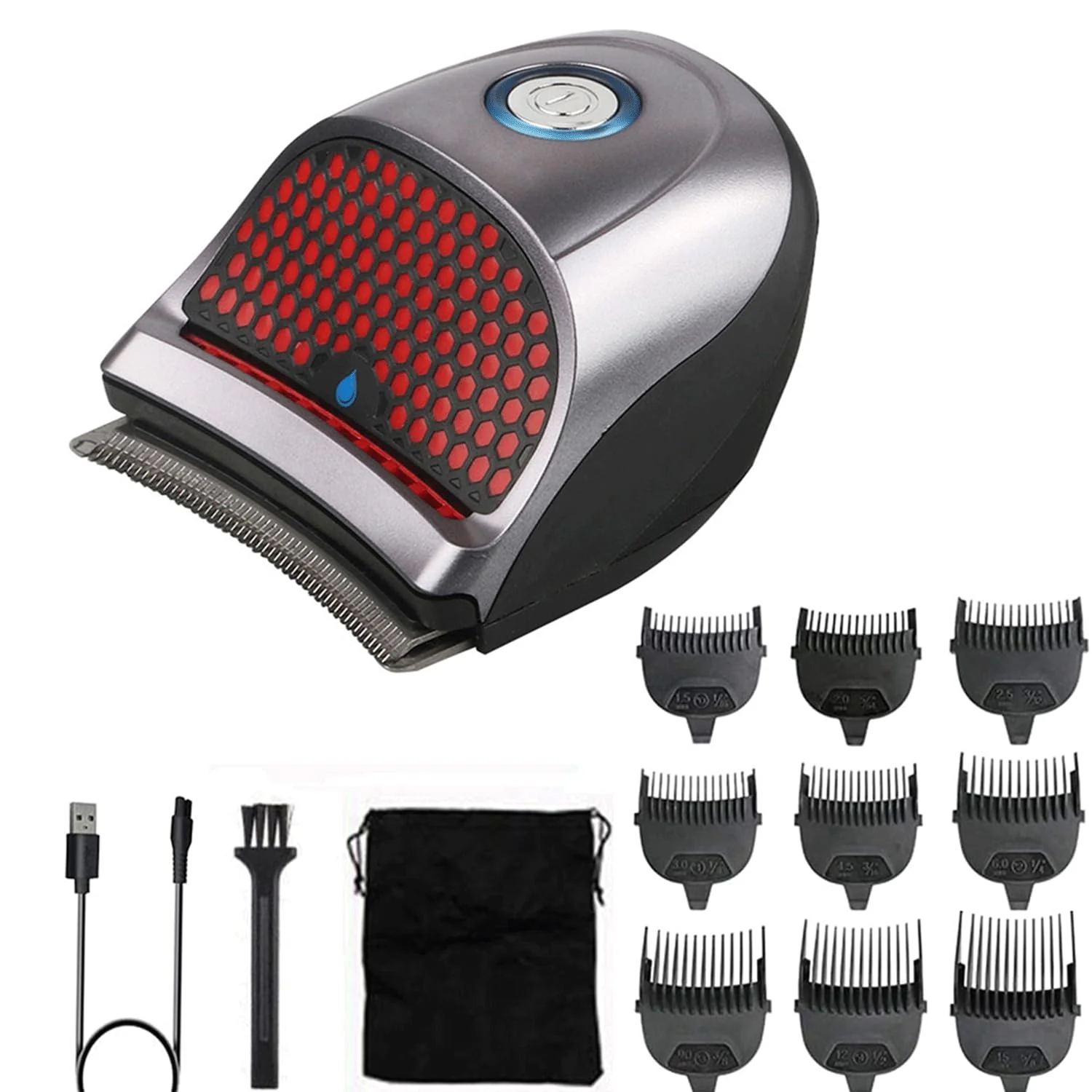 Natural HAASHADA Shortcut Hair Clippers Self-Haircut Kit for Men Shortcut Self Grooming Haircut Kit with 9 Limited Combs USB Rechargeable Cordless Electric Convenient