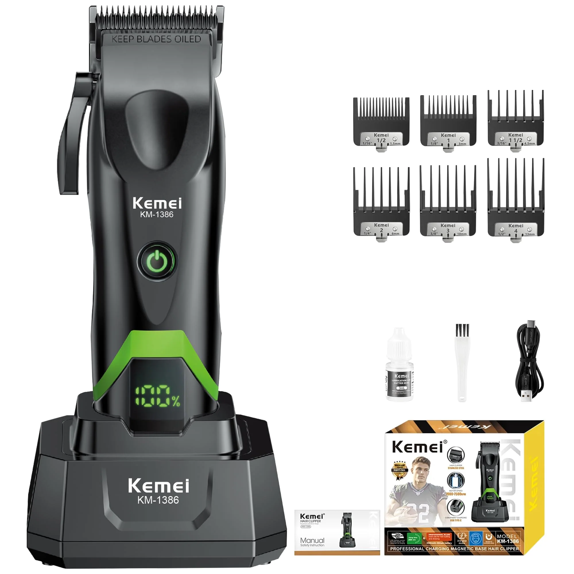 Specialty KEMEI 1386 Professional Hair Clippers for Men with Charging Base Sustainable