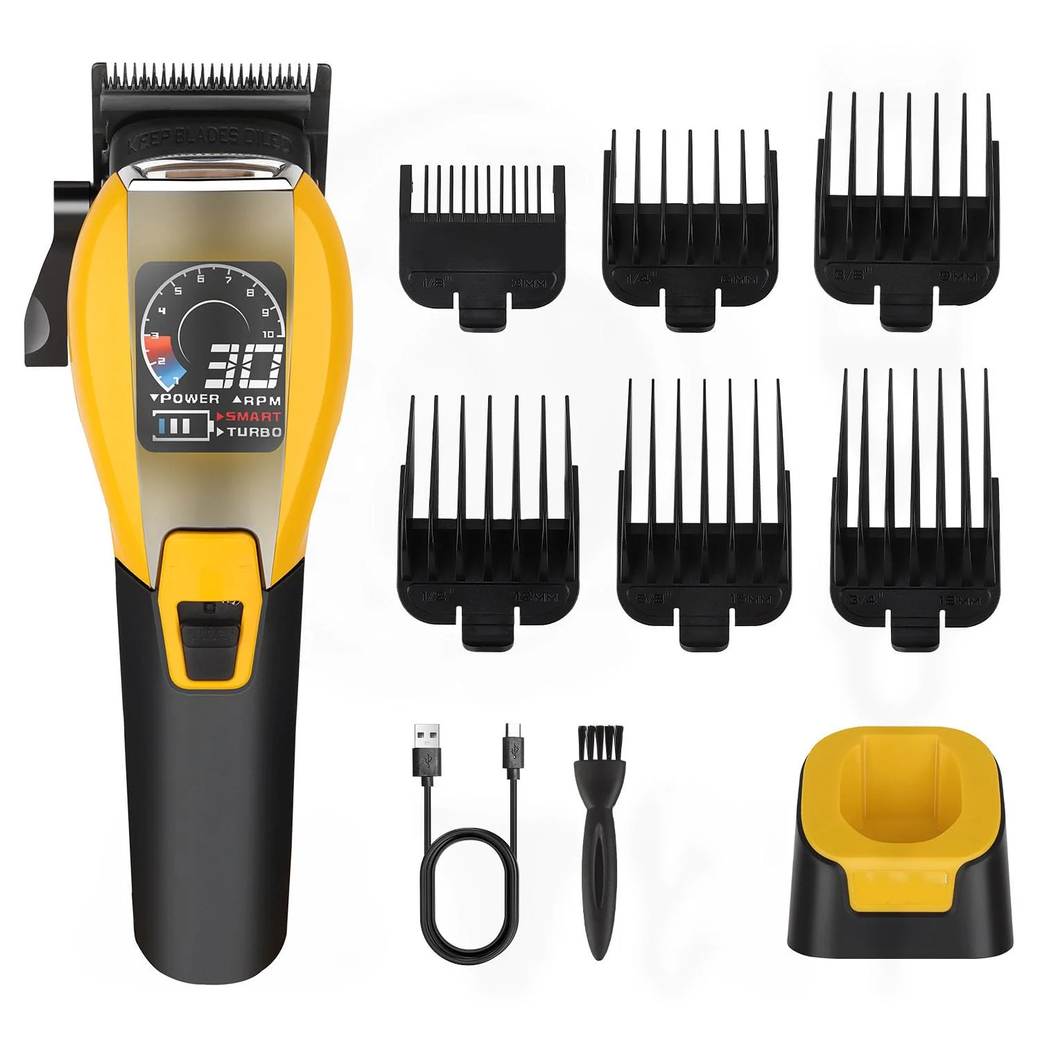 High-Quality QDKVTNDJZ Quiet Cordless Hair Clippers for Men - High Torque 9000RPM Motor Low Heat Professional Hair Trimmer with Charging Dock Digital Display 6 Fine