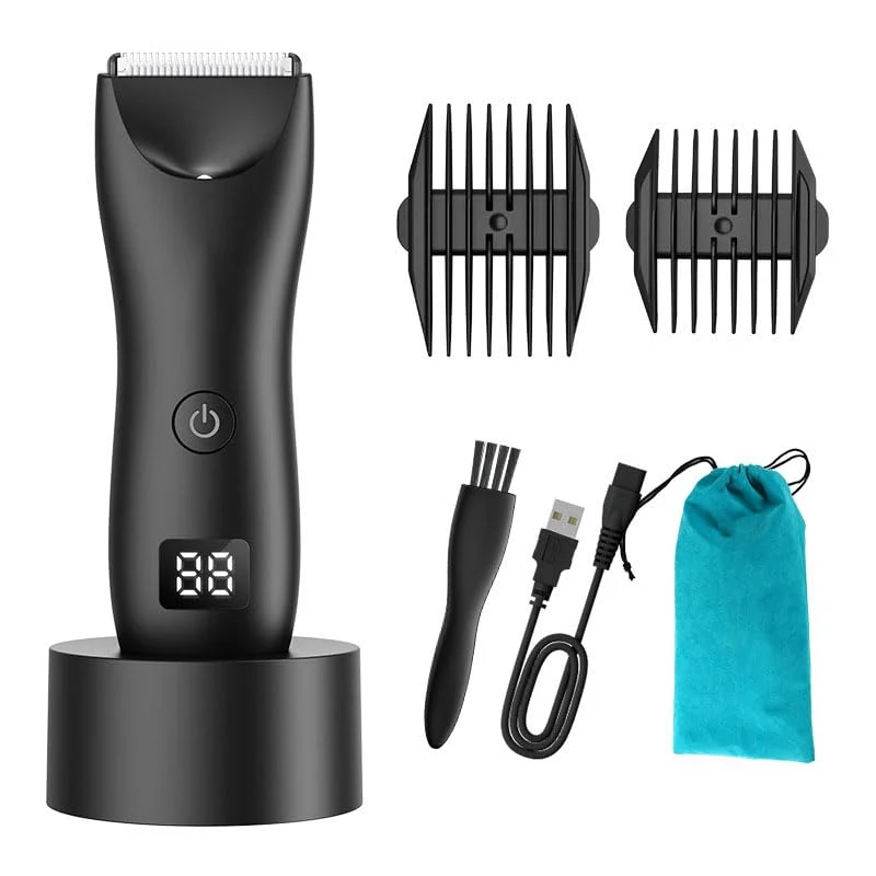 Sustainable QDKVTNDJZ Electric Body Hair Groommer IPX7 Waterproof Ball Trimmer for Men with LED Display Wet Dry Groomer Rechargeable Travel Bag Included Men's Contemporary
