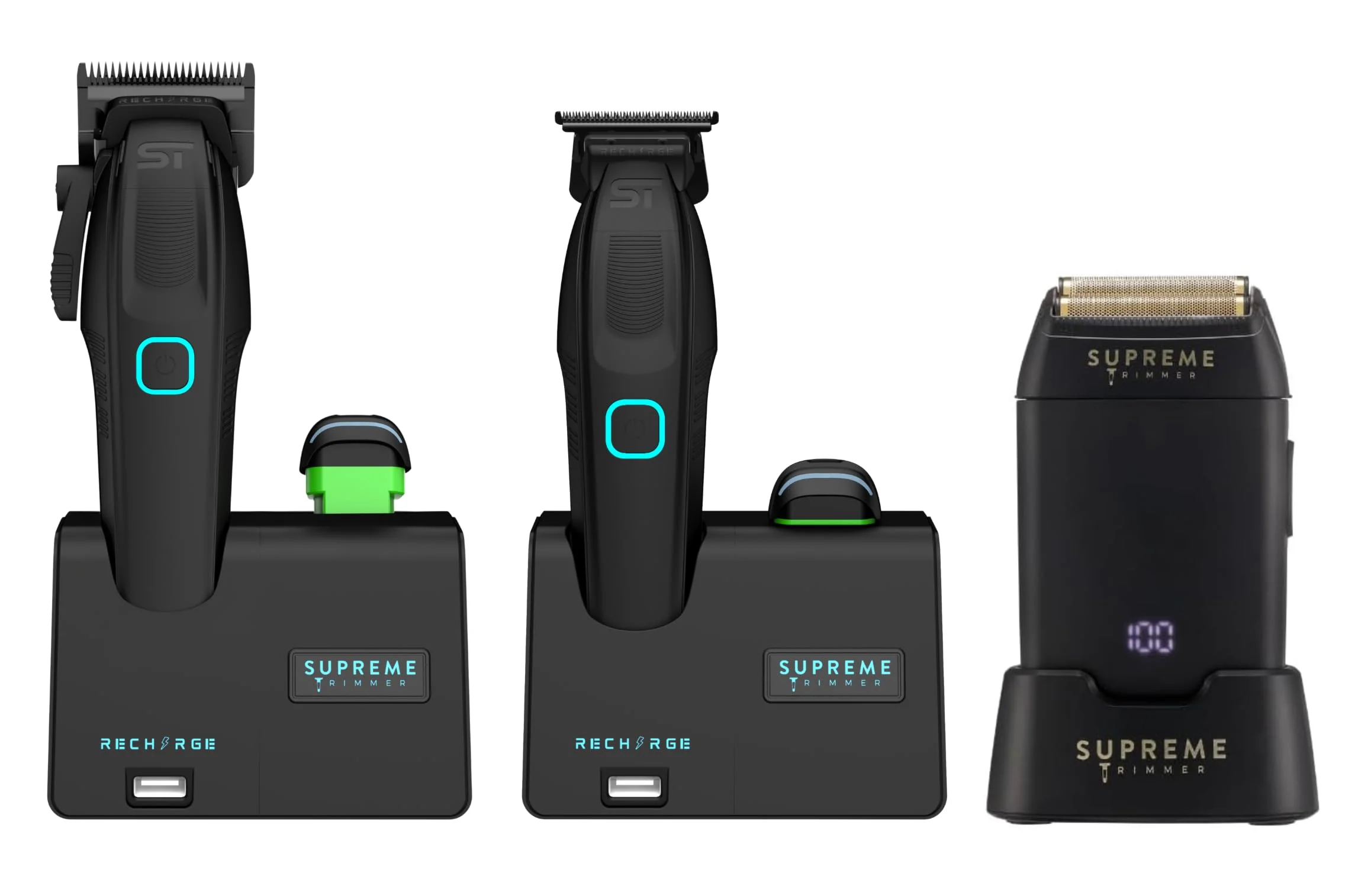 Lightweight Supreme Trimmer 3-in-1 Recharge Hair Clipper Beard Trimmer Crunch Foil Shaver Combo - Removable Batteries Smart USB Charging Base Master Barber Traditional