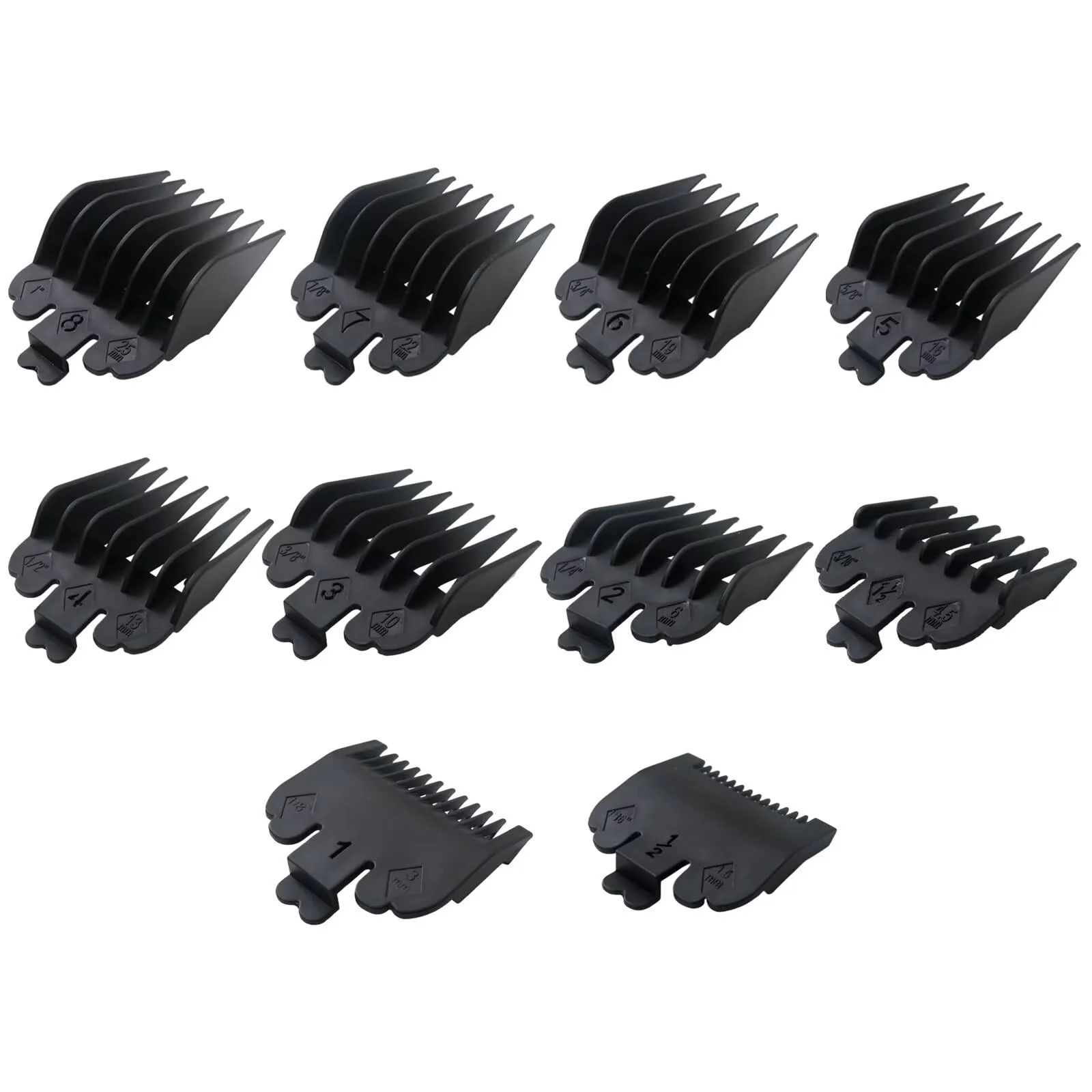 Soft WELURE 10Pcs Clipper Guards Set for Limural K11S Novah HCL-001 Surker K7S K9C K9S - 1 16 to 1 - Black Relaxed