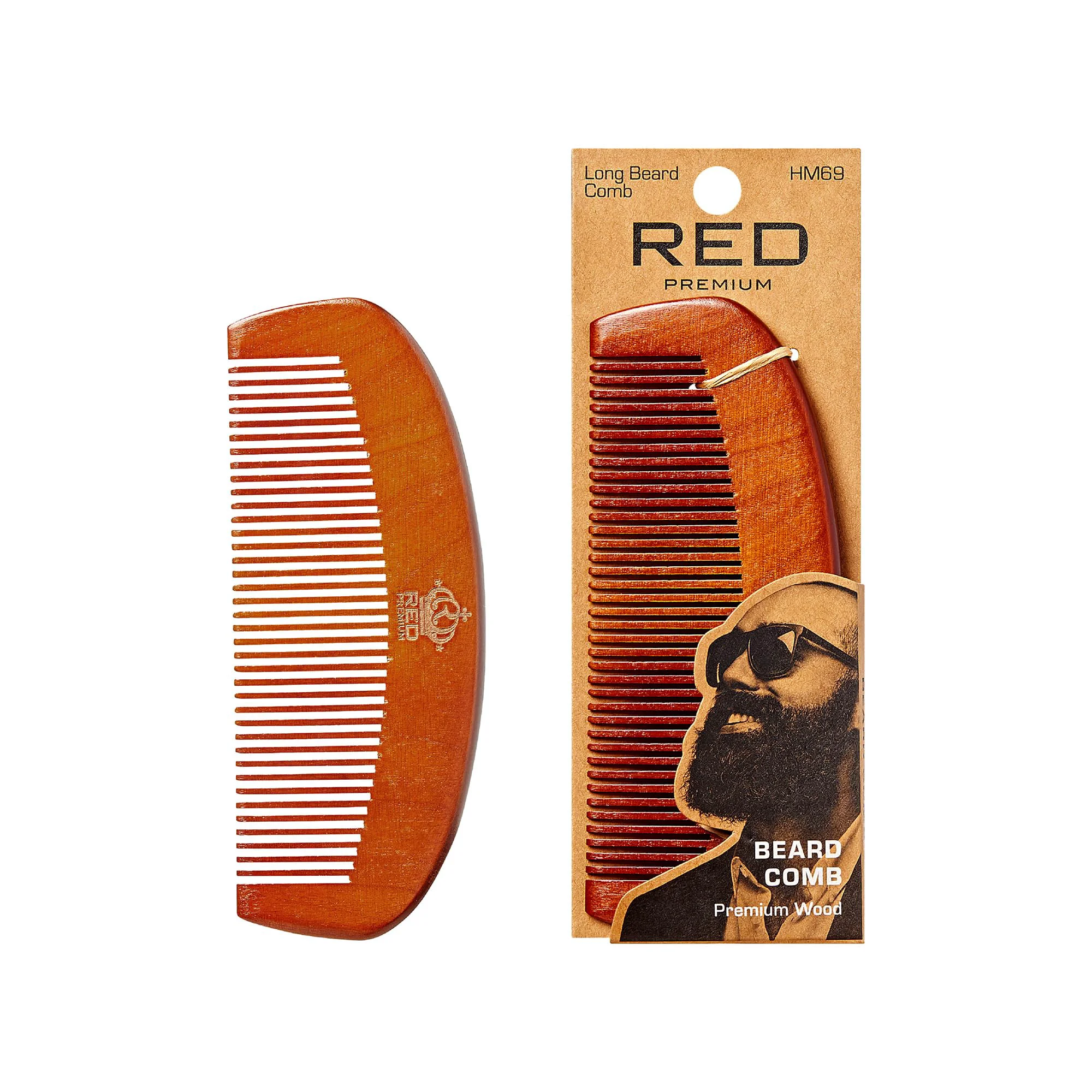Relaxed RED by Kiss Premium Wood Men Long Beard Comb Easy Detangling and Styling Durable Design for Gentle Beard Hair Mustache Grooming Essential No Responsible