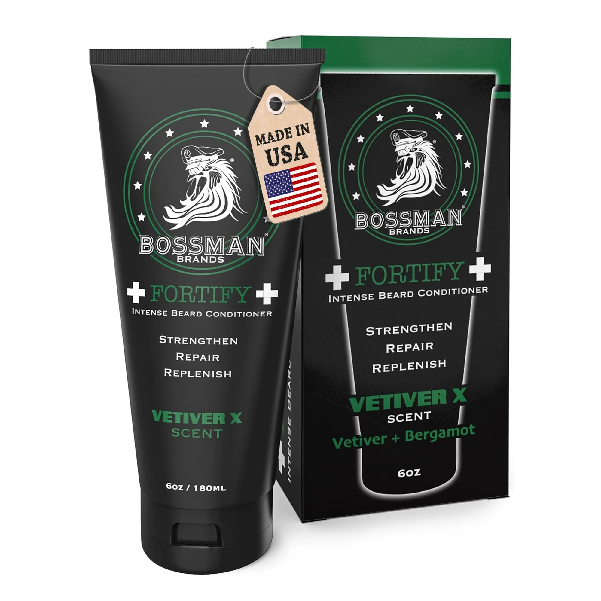 Solid Bossman Fortify Intense Beard Conditioner for Men Vetiver X Scent - Moisturizes Replenishes Protects with Natural Ingredients - Thicker Formula Exceptional