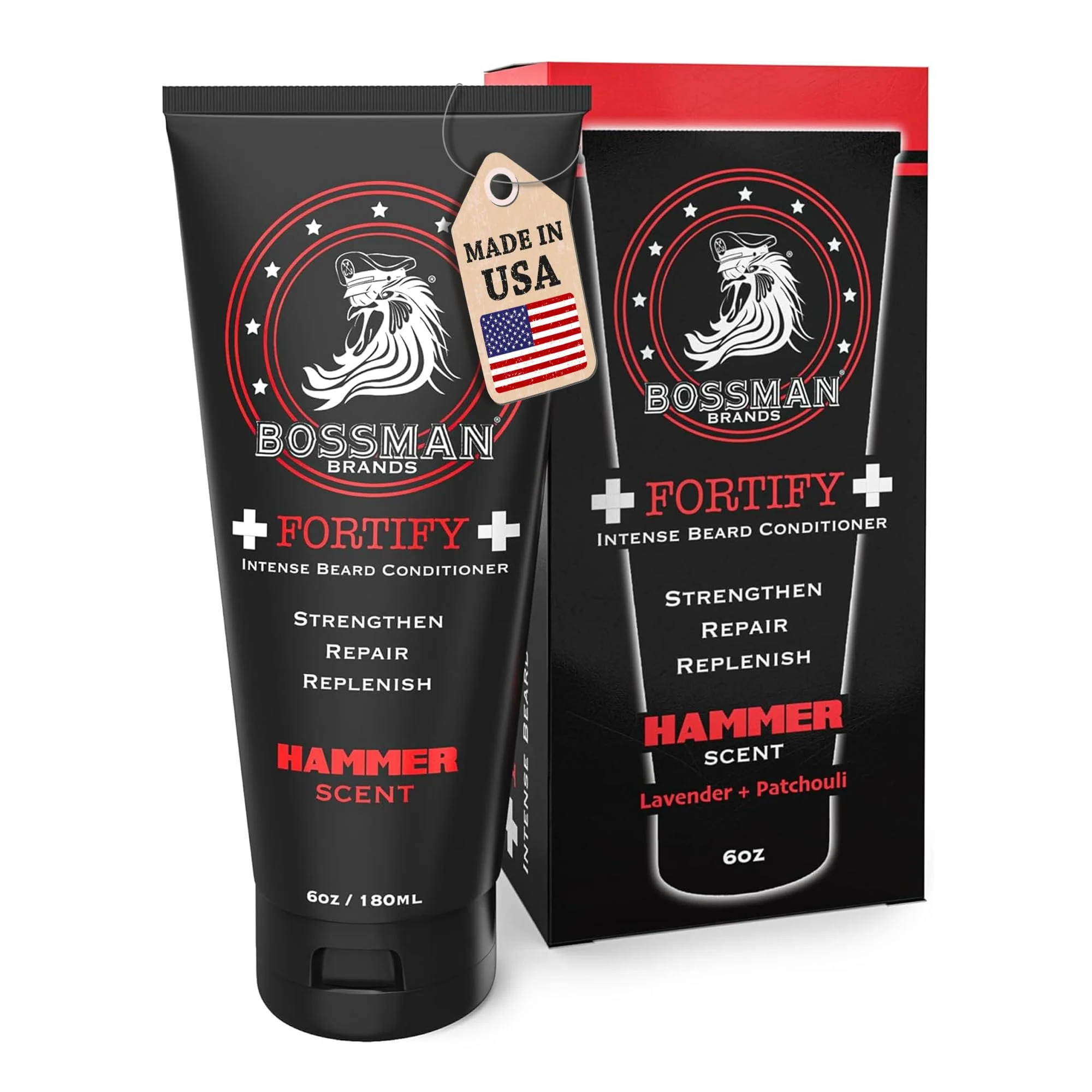Top-Quality Bossman Fortify Intense Beard Conditioner for Men Hammer Scent - Moisturizes Replenishes Protects with Natural Ingredients - Thicker Formula Official