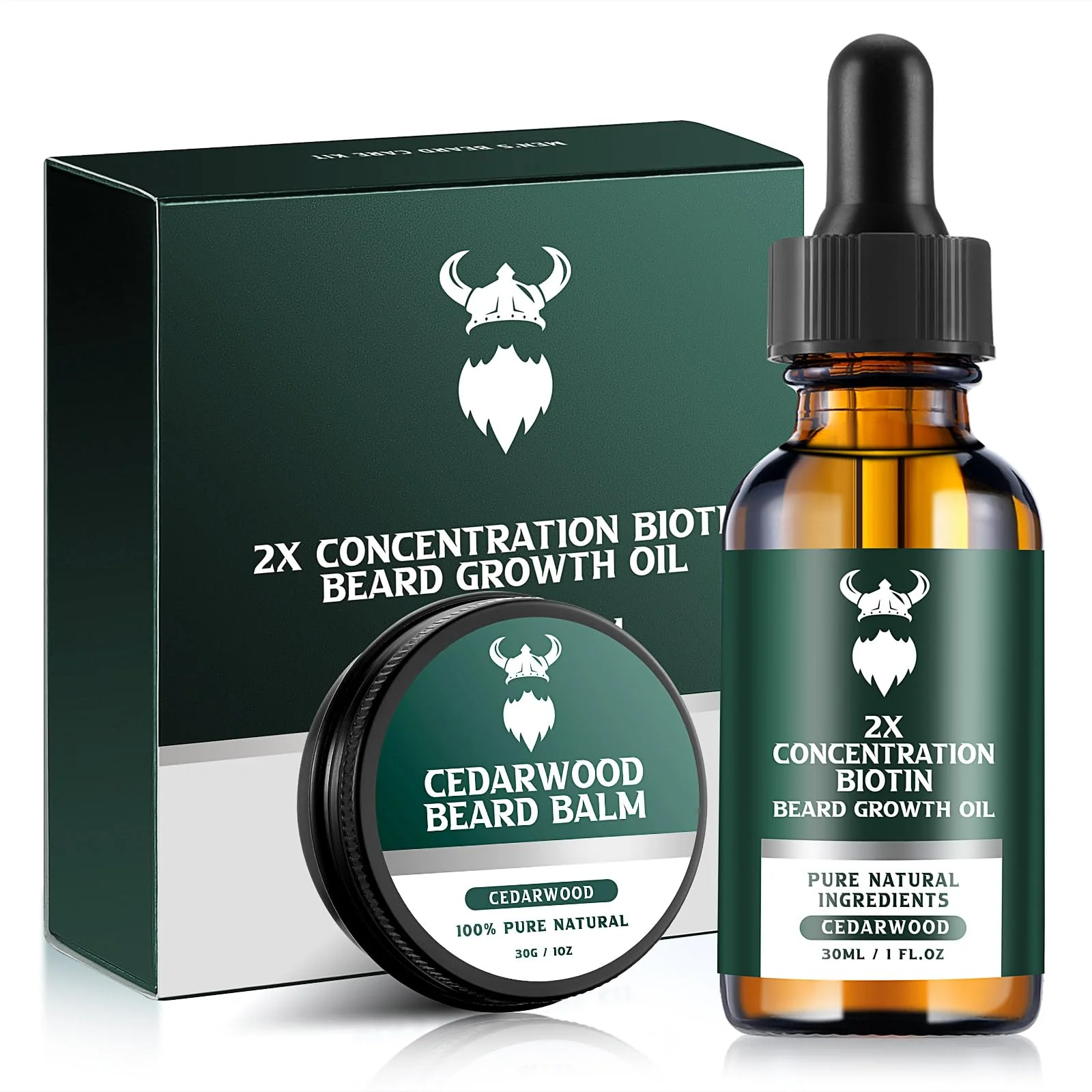 Breathable Beard Growth Kit - 2X Concentration Biotin for Men Natural Argan Jojoba Oils and Vitamins Cedarwood Pure