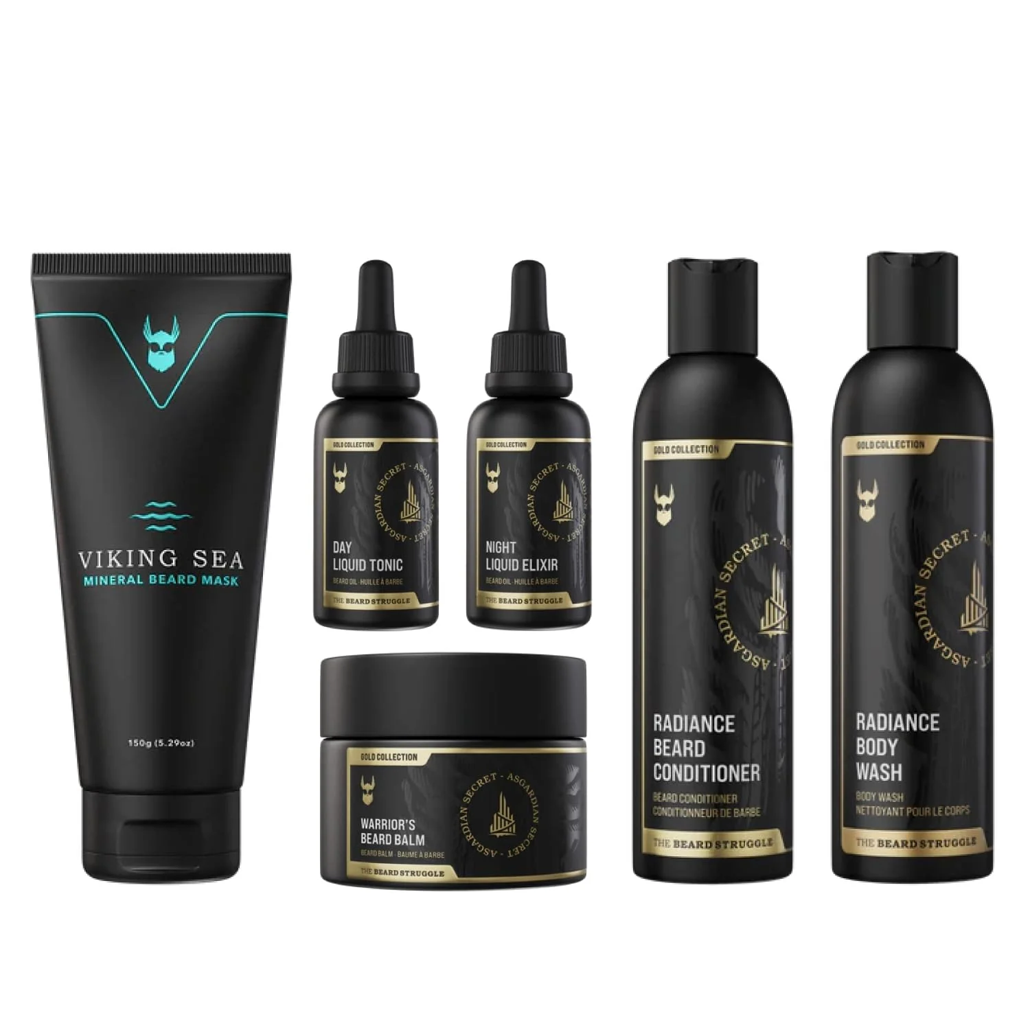 Exceptional The Complete Beard Growth Kit by Beard Struggle - Mens Grooming Kit with Balm Mask Conditioner Wash Oils - Asgardian Secret Gold Collection Classic