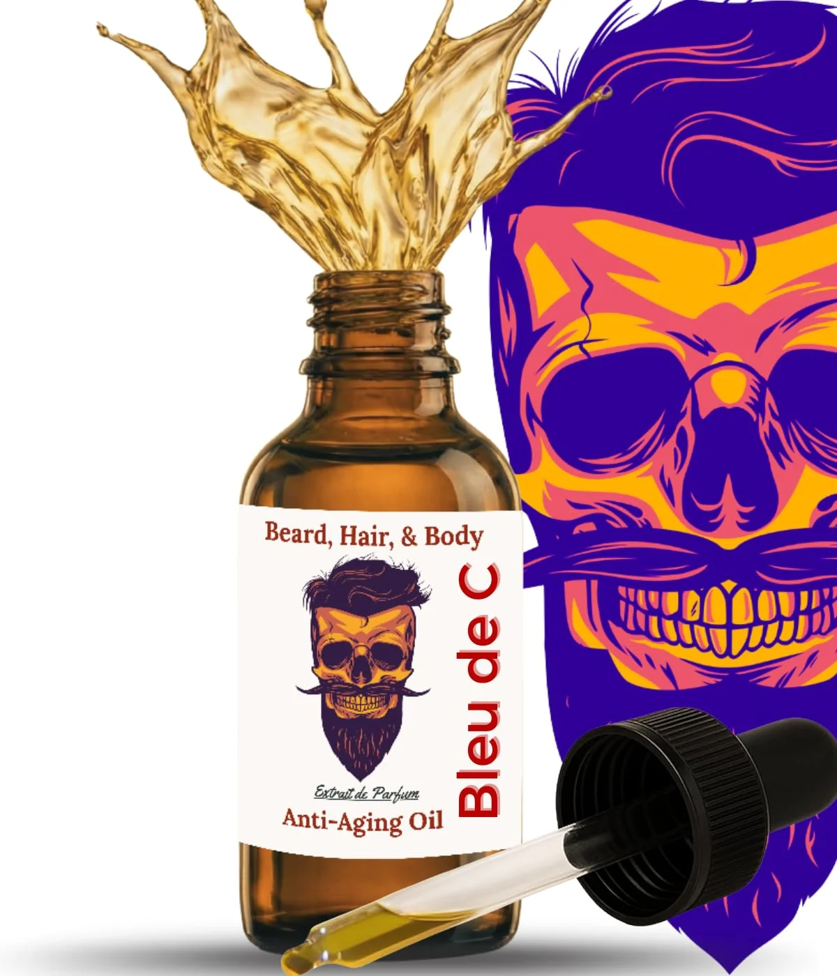 Recyclable Frank SCENTS 2oz Bleu DE C - Scented Beard Oils For All Men Beard Growth and Conditioner - Dry Flaky Dandruff skin - Oily Skin - 11 Natural World-Class