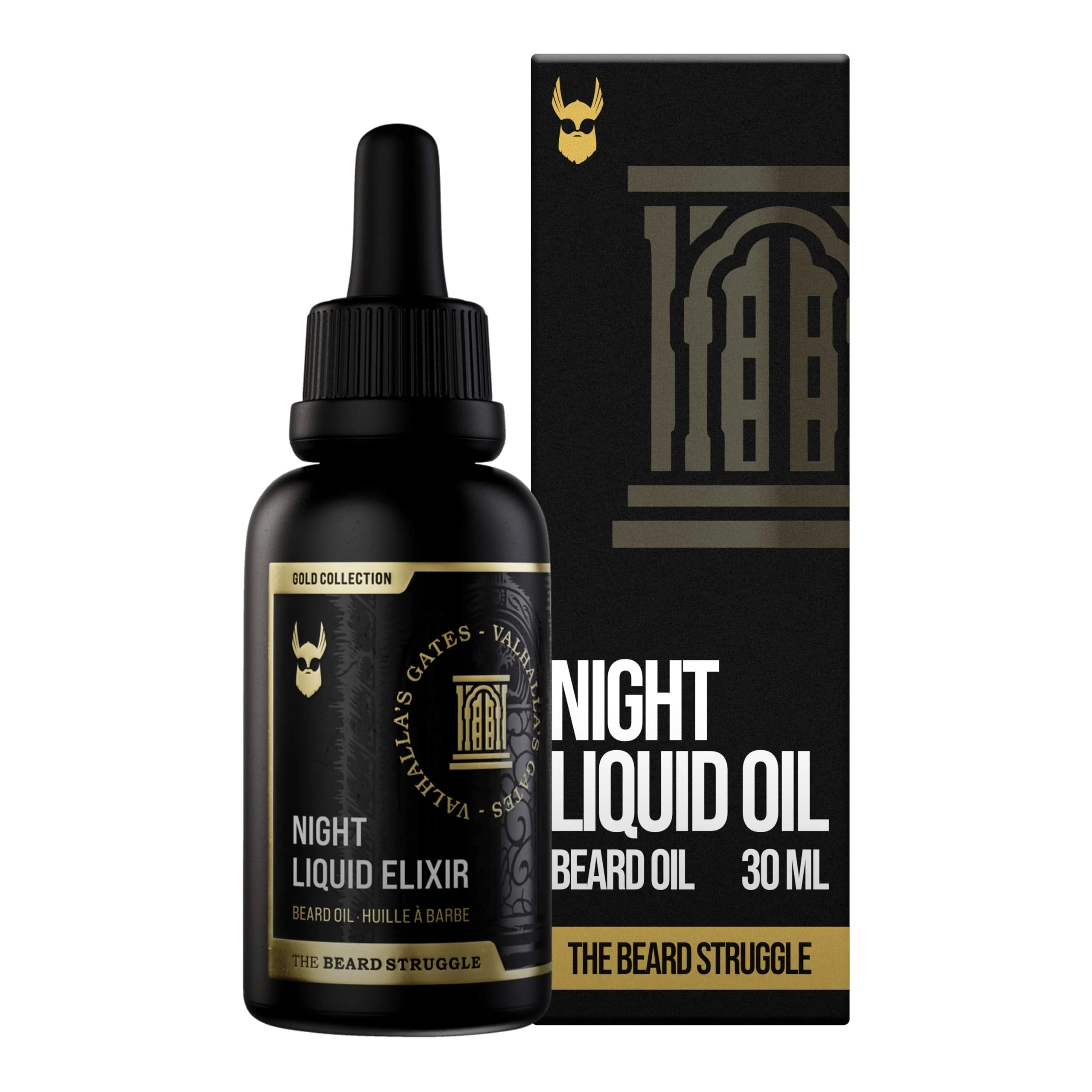 Enhanced The Beard Struggle - Beard Growth Oil - Valhalla's Gates Gold Collection 1 Fl oz - Night Liquid Elixir - Beard Oil for Men - Softens Moisturizing User-Friendly