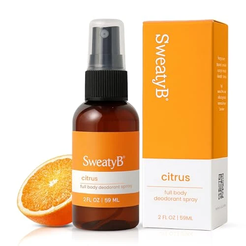 Expertly Made SweatyB® deodorant spray - Odor Protection with whole body deodorant for women men - Travel Size Skin-Safe Vegan Made in USA - Citrus body spray Premium Material