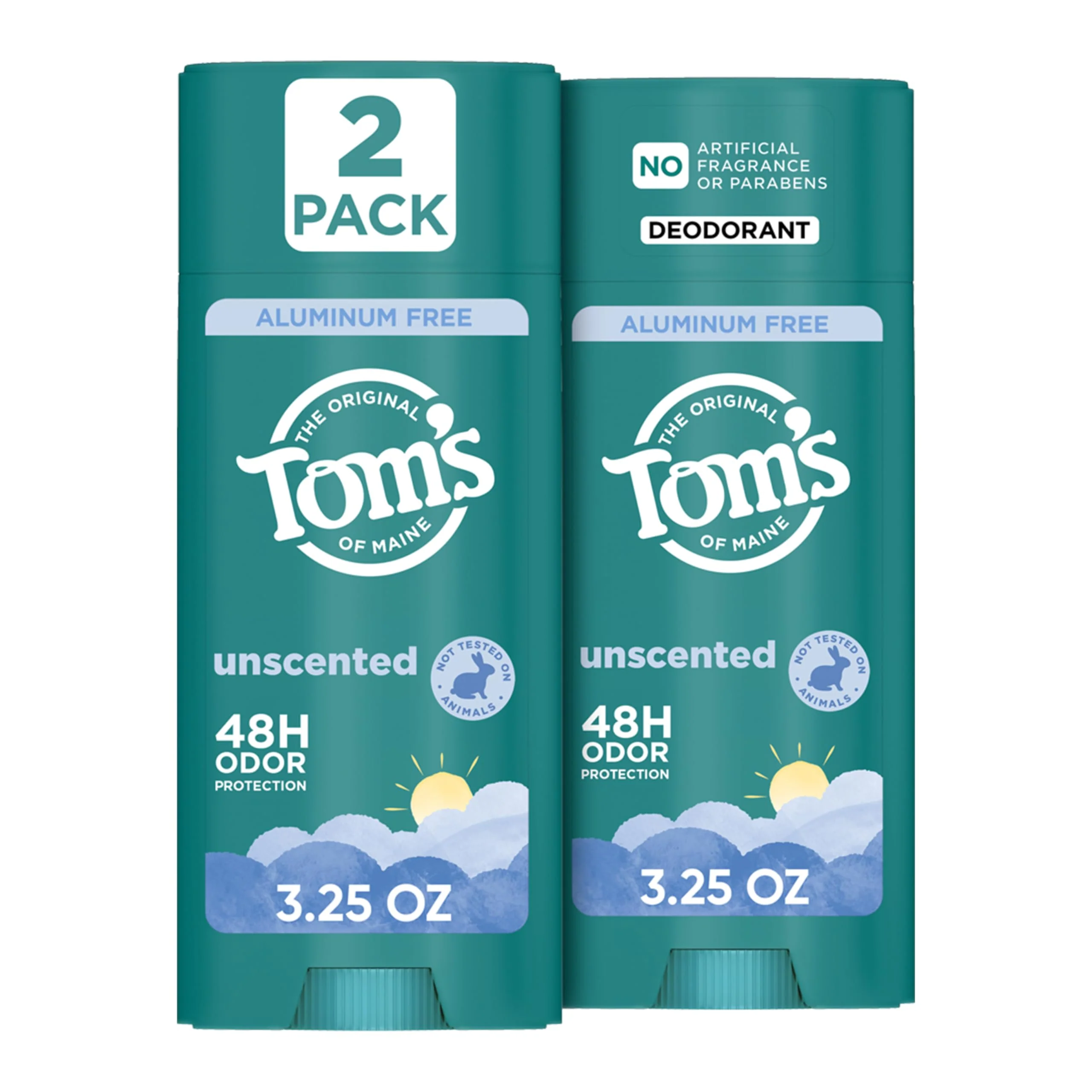Contemporary Tom s of Maine Unscented Natural Deodorant Aluminum Clear Application Odor Wetness Protection Naturally Derived Ingredients 3.25 oz 2 Efficient