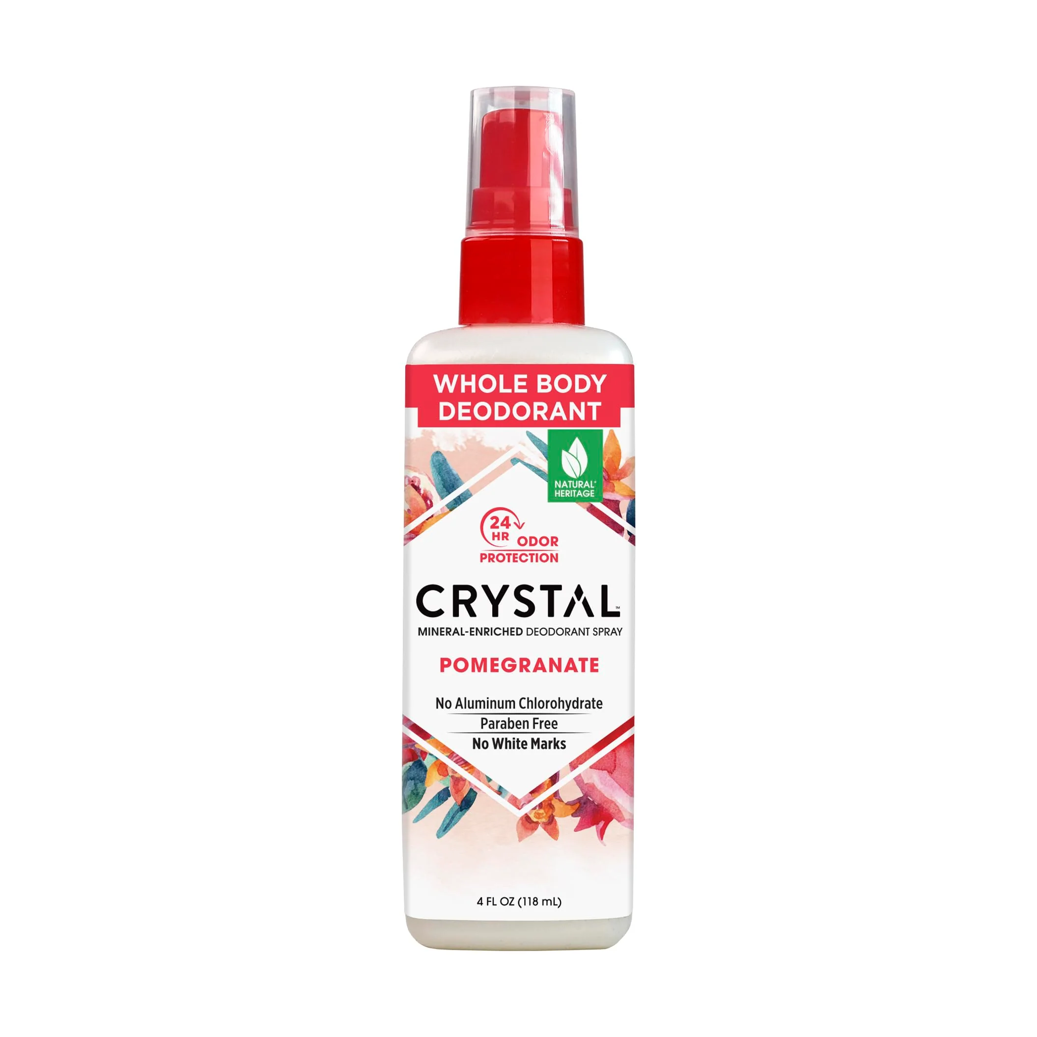Recyclable CRYSTAL Mineral Deodorant Spray- Body Deodorant With 24-Hour Odor Protection Non-Staining Pomegranate Spray Aluminium Chloride Paraben 4 FL Breathable