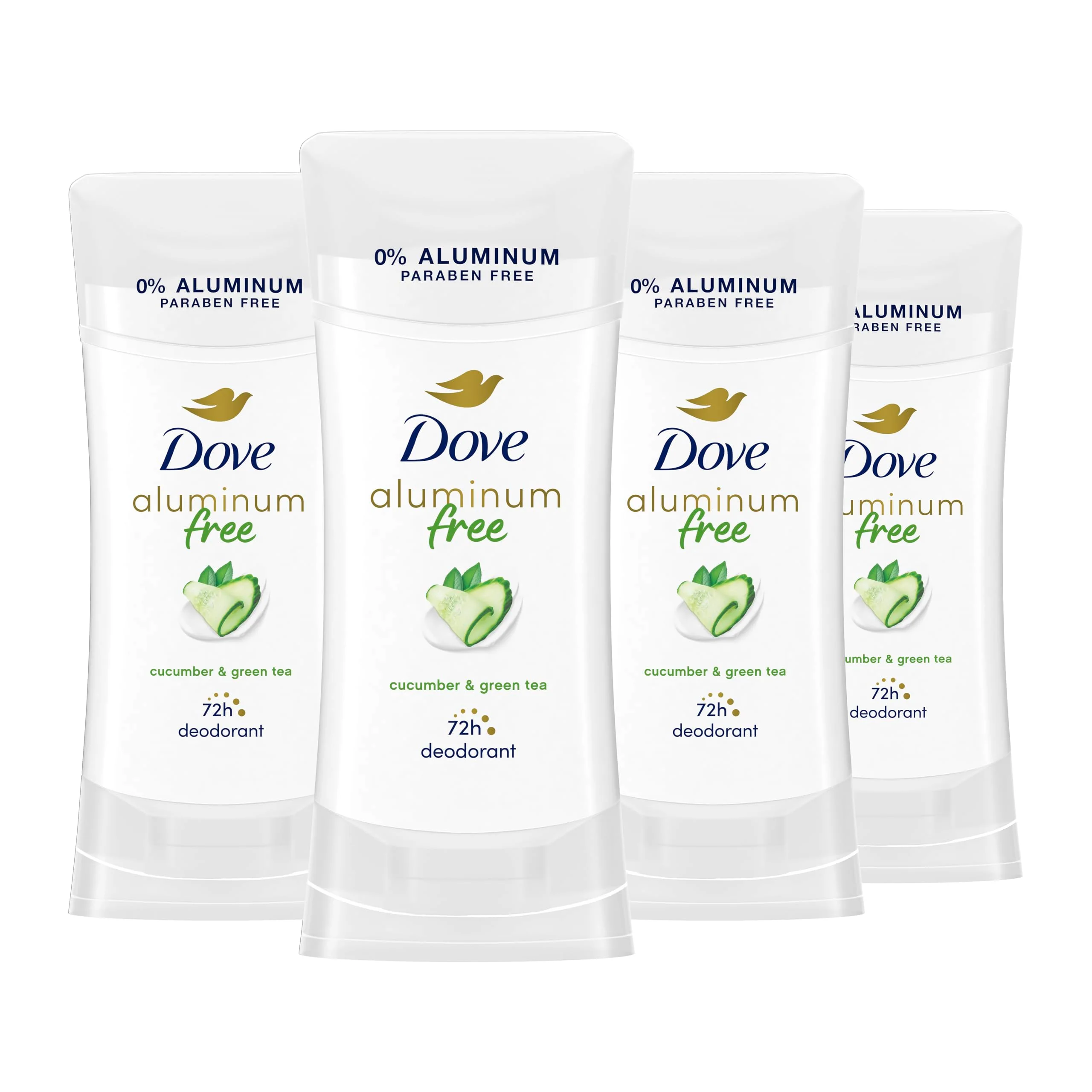Artisan Dove Aluminum Deodorant for Women 4 Count Cucumber and Green Tea 72 hour odor protection 2.6 oz Minimalist