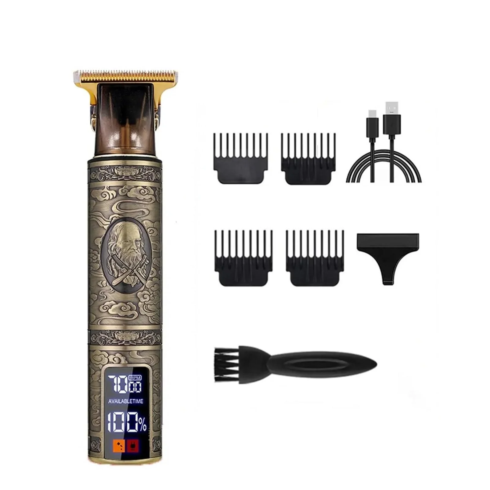 Pure Razors Vintage T9 Cordless 0mm Professional Hair Clippers Electric Trimmers for Men Clipper Hair Cutting Machine Digital Display 21 Safe