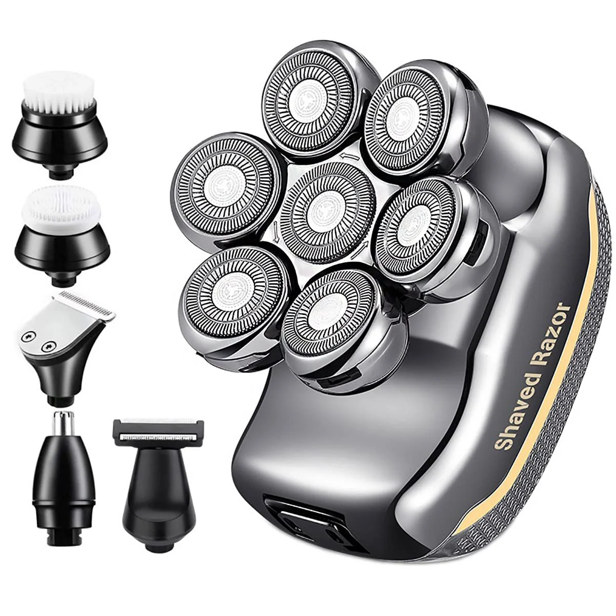 Solid Head Shavers for Bald Men 5 In 1 Waterproof LCD Bald Head Shavers Wet Dry Cordless Head Shavers For Bald Men 7D Electric Razor Grooming Kit Trusted