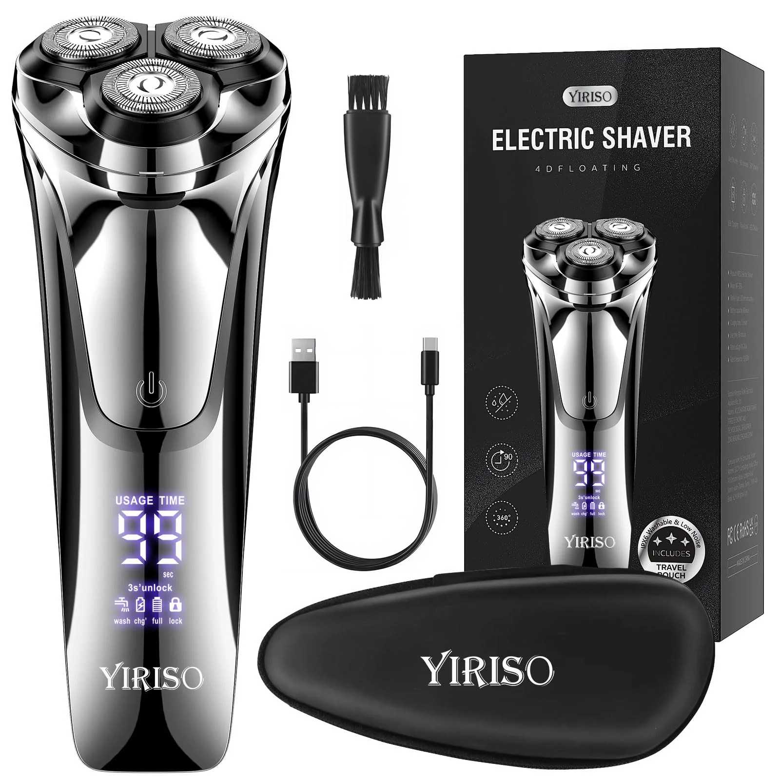 Consistent YIRISO Electric Razor for Men 9000 RPM Smooth Rotary Shaver Healthy