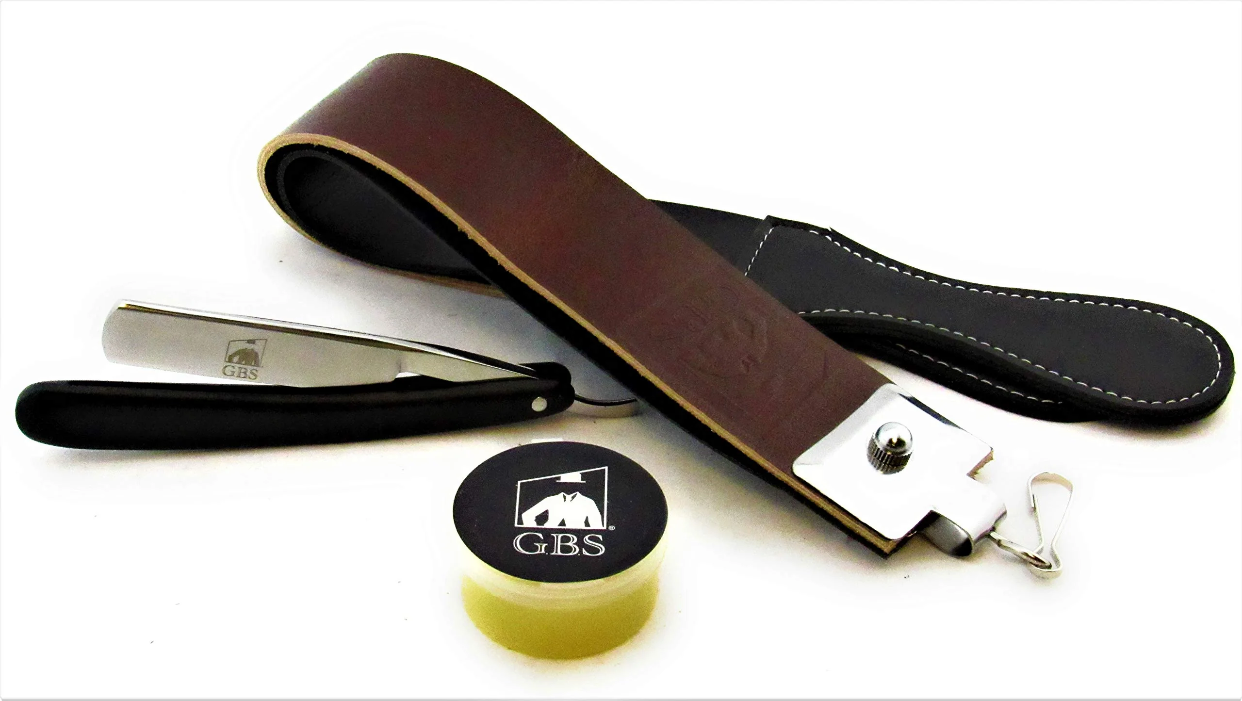 Durable G.B.S Black Wood Finish Scales 5 8in Straight Razor Shaving Razor with Black Wooden Handle Includes Sharpening Strop Paste and Stainless Steel Trusted