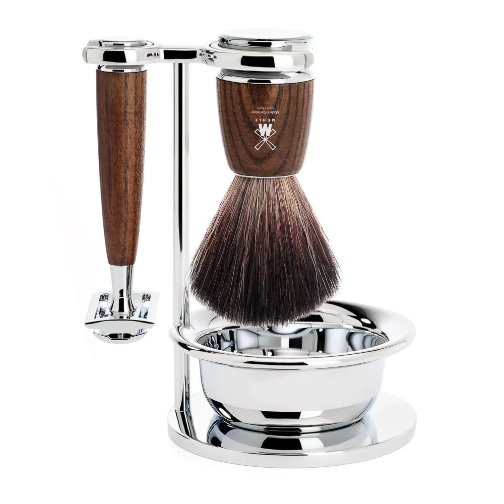 Proven MÜHLE RYTMO Shaving Kit for Men Steamed Ash Wet Shave Grooming Set 4-Piece Flexible