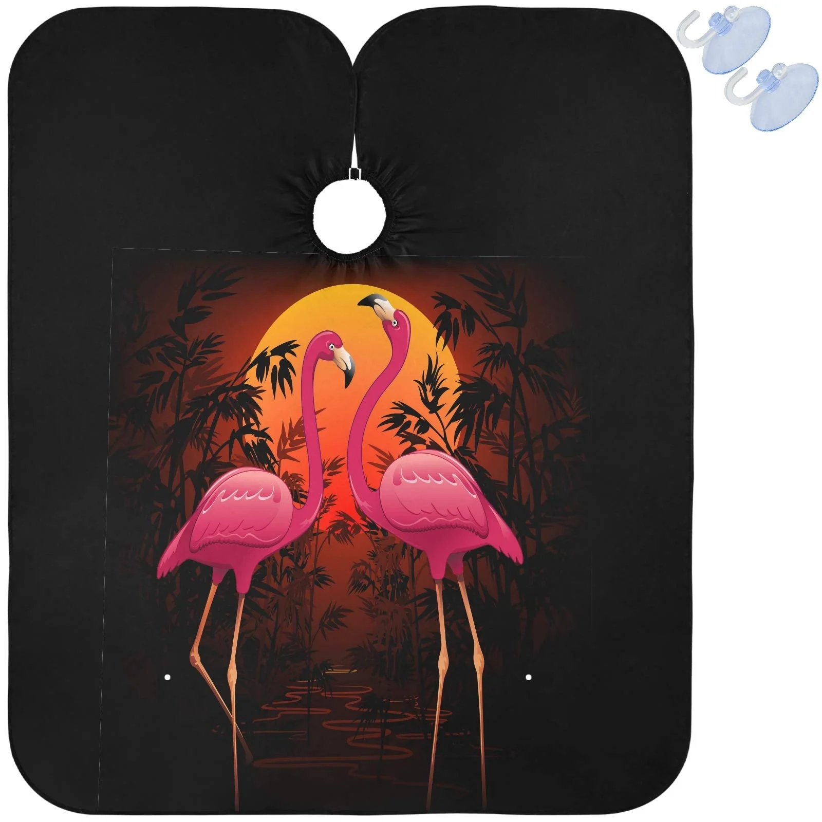 Unique Visesunny Pink Flamingo Tropical Sunset Barber Cape - Anti-Static Water-Resistant Adjustable Snap Closure Casual