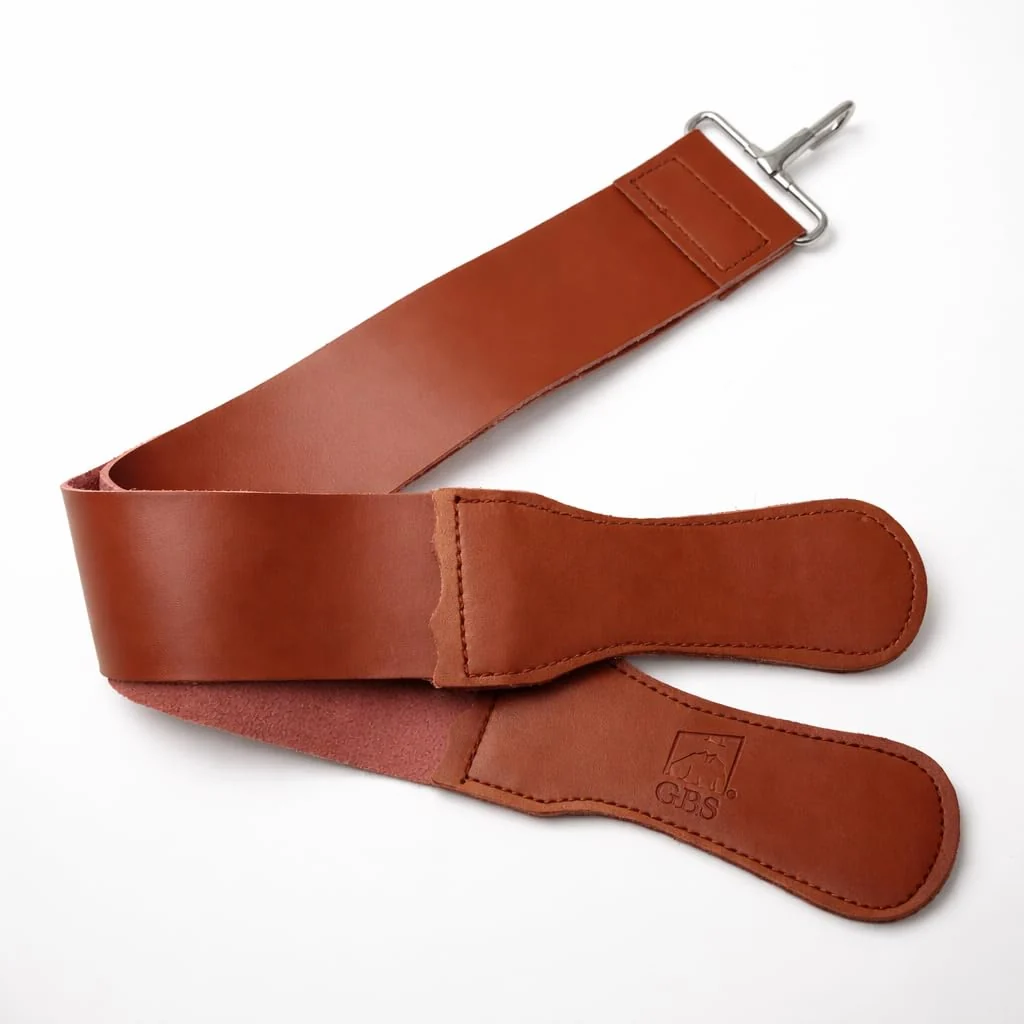 Secure Gents Leather Razor Strop 2.5 x 23.5 Cowhide Straight Razor Strop Dual Sided Canvas Barber Sharpening Strap for Razors Knives Tools Fine Crafted