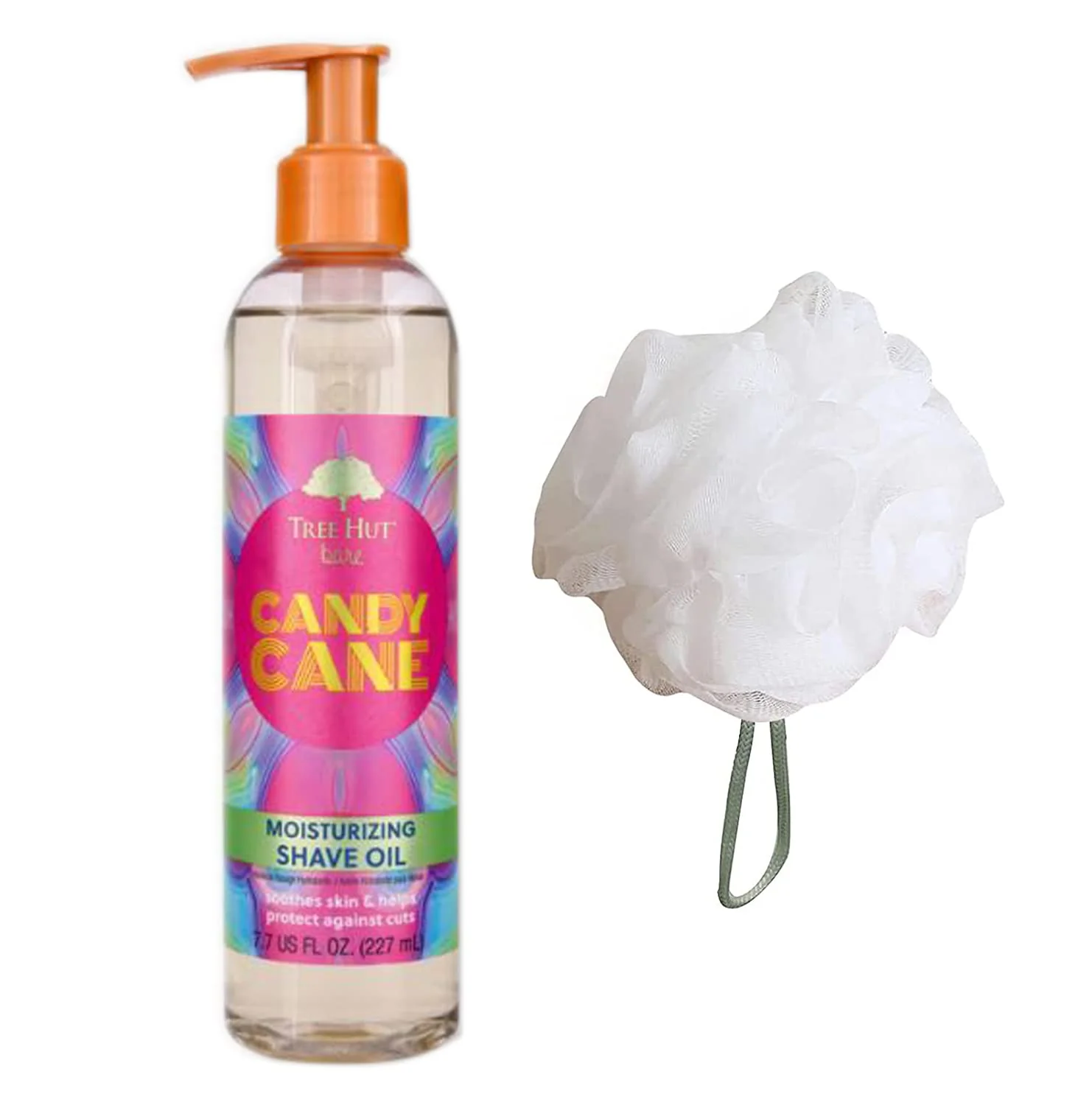 Smart Tree Hut Candy Cane Shave Oil Set Includes Shave Oil and Loofah Formulated With Peppermint and Vanilla Bean Ultra Hydrating and Exfoliating Optimized